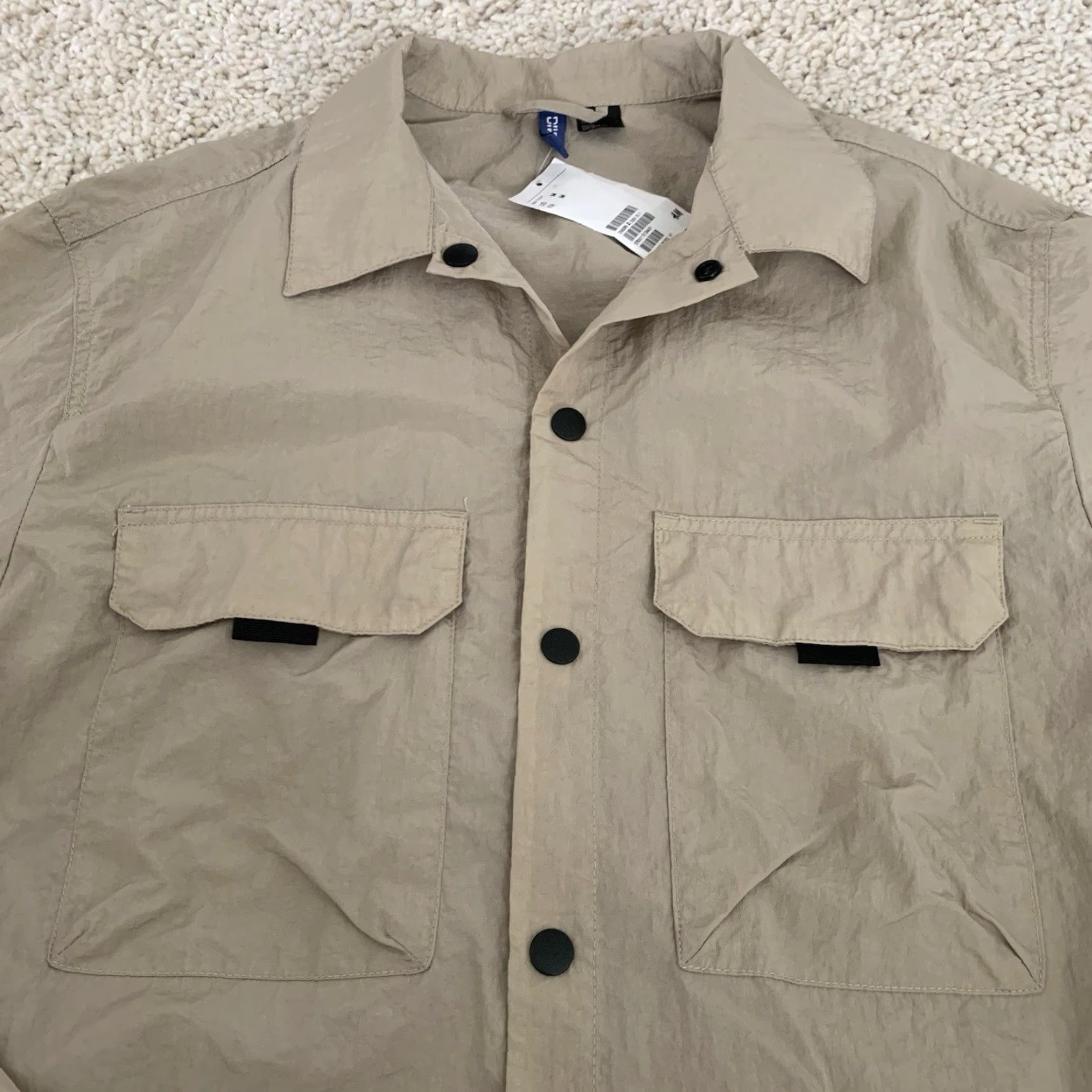 H&M Divided H&M Windbreaker Jacket Womens M Khaki Crinkle Snap Lightweight NEW Size M / US 6-8 / IT 42-44 - 3 Thumbnail