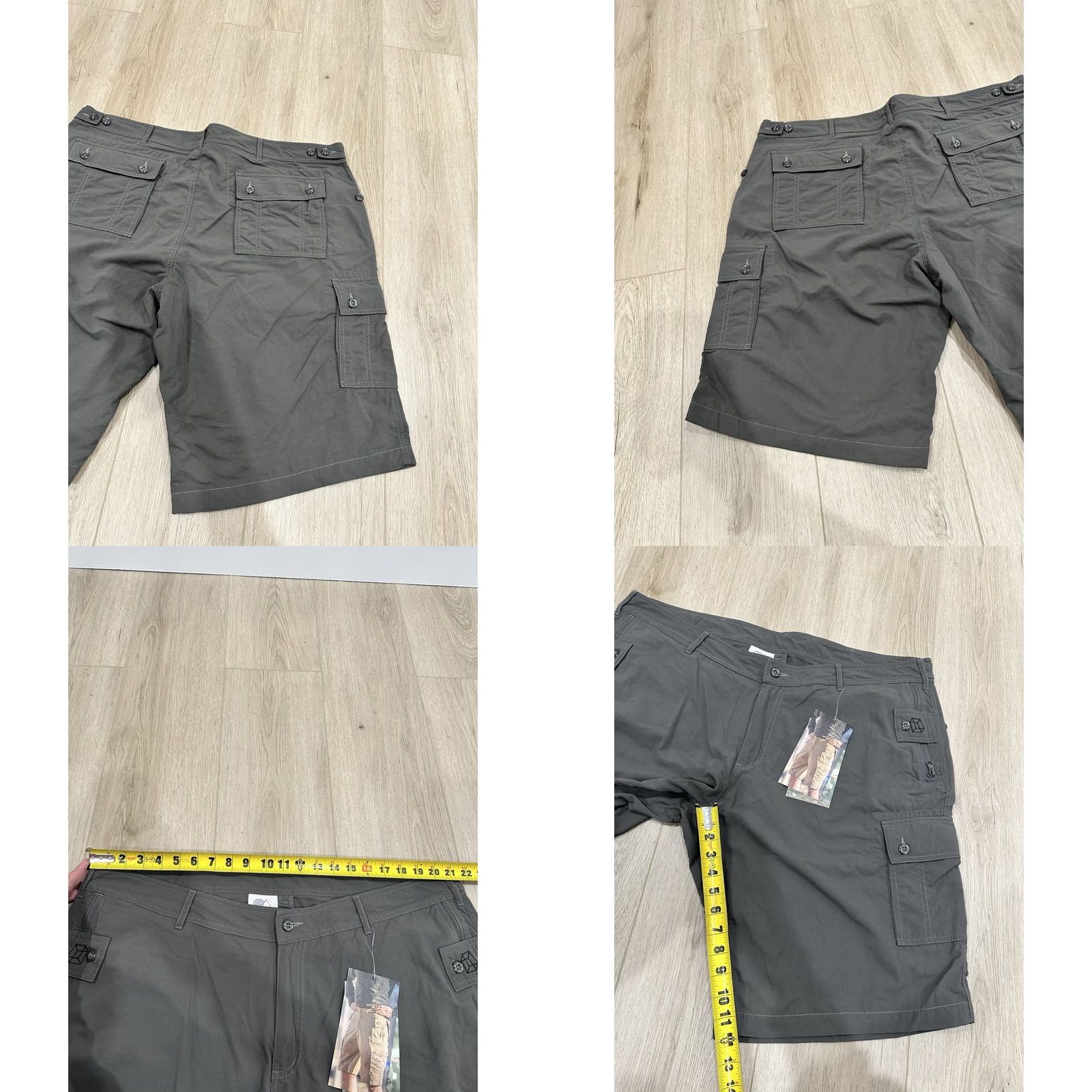 Vintage NWT P^Cubed Cargo Shorts Grey 42 Men Nylon Front Pockets Flat Front Casual Travel 11in Inseam Size US 42 / EU 58 - 8 Thumbnail