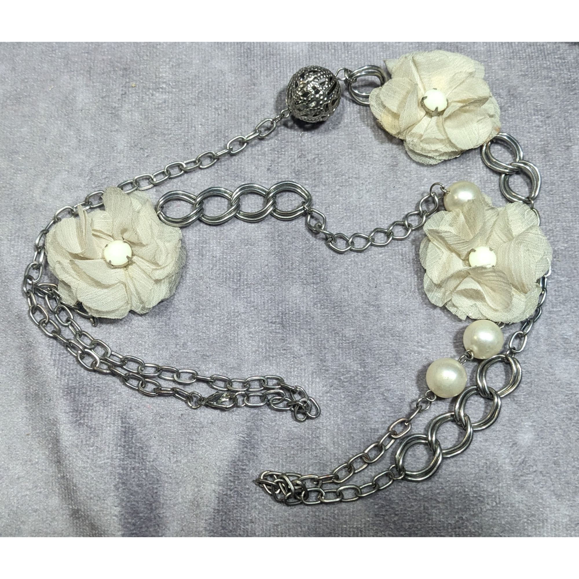 Other Retro Fairycore White Flower And Faux Pearl Necklace With Si Size ONE SIZE - 6 Thumbnail