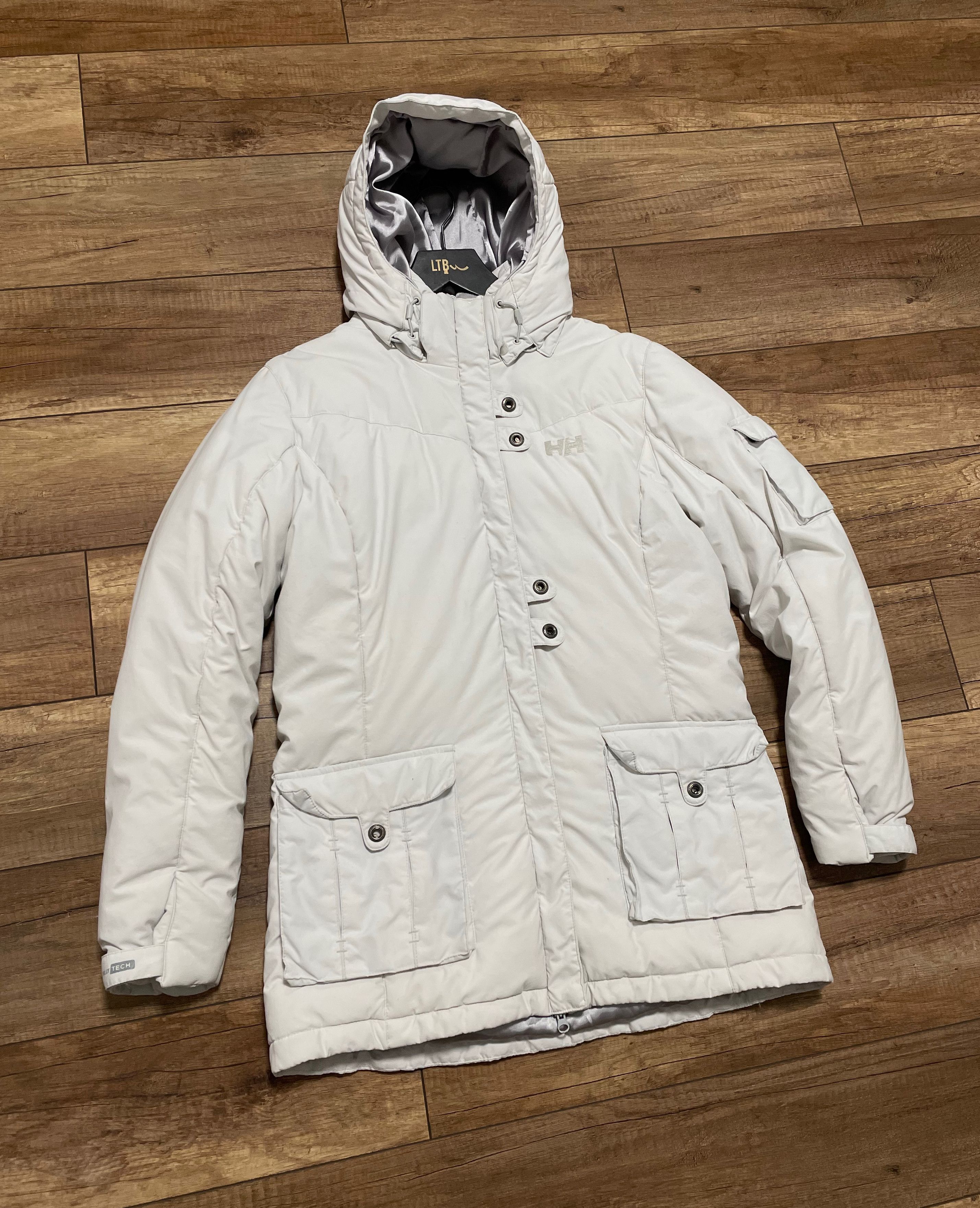 Helly Hansen Helly Hansen White Down Long Hooded Parka Coat Jacket Size L / US 10 / IT 46 - 1 Thumbnail