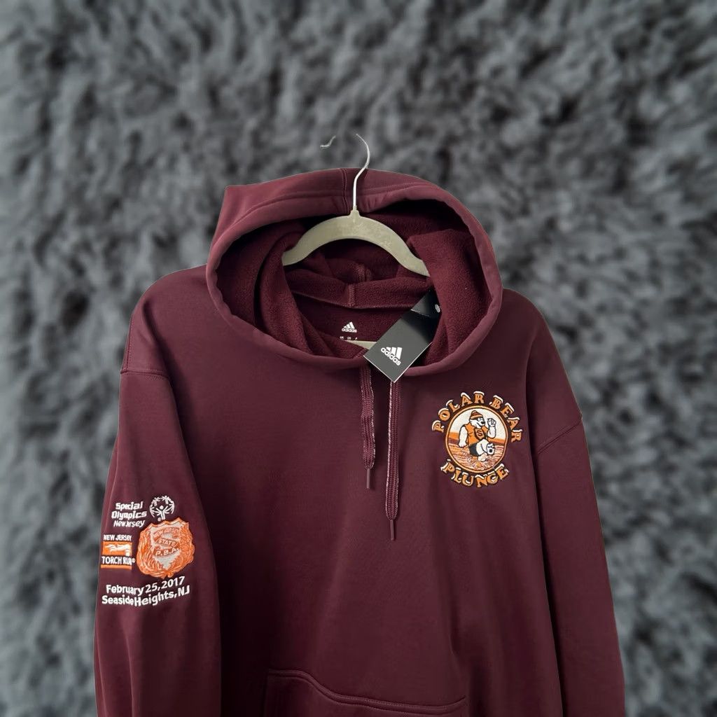 Adidas Adidas Hoodie Mens 2XL Maroon Fleece Lined Special Olympics Sweatshirt L/S NWT Size US XXL / EU 58 / 5 - 1 Thumbnail