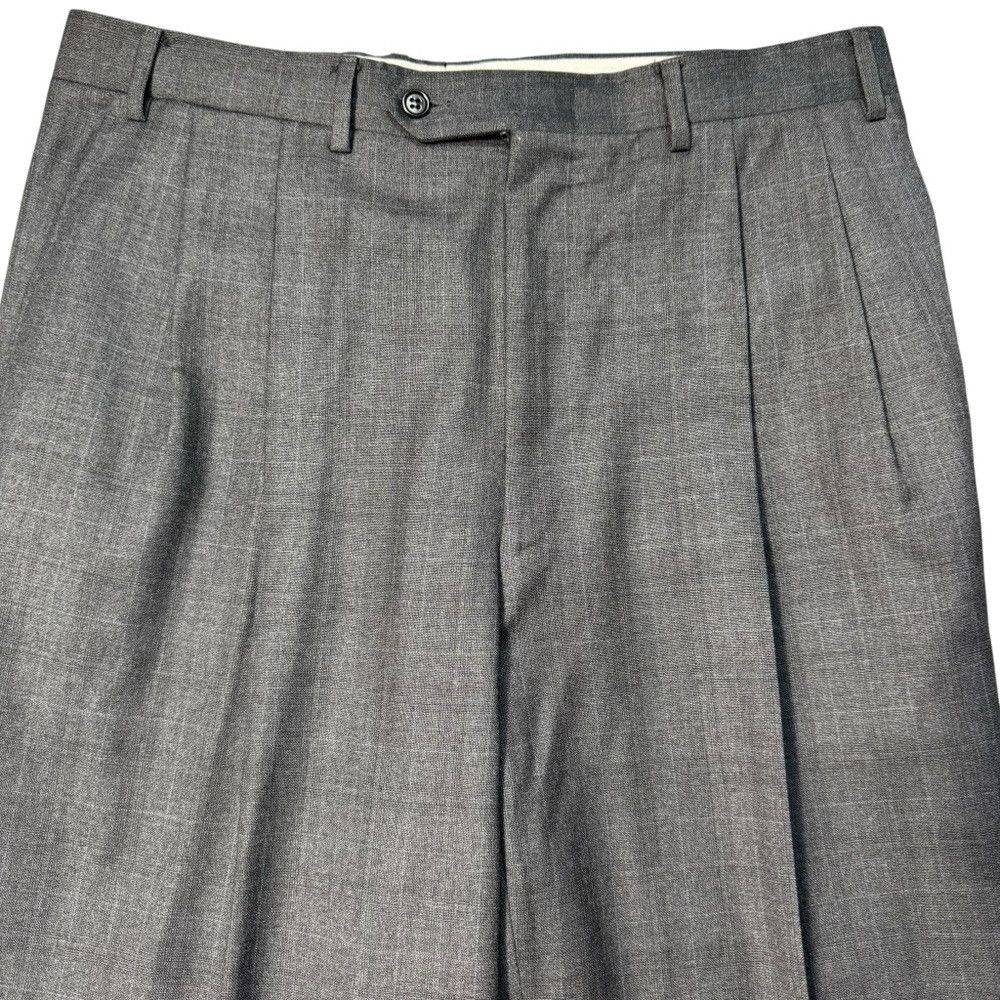 Canali Canali Pleated Wool Dress Grey Plaid Pants Size 52IT US 36 Size US 36 / EU 52 - 3 Thumbnail