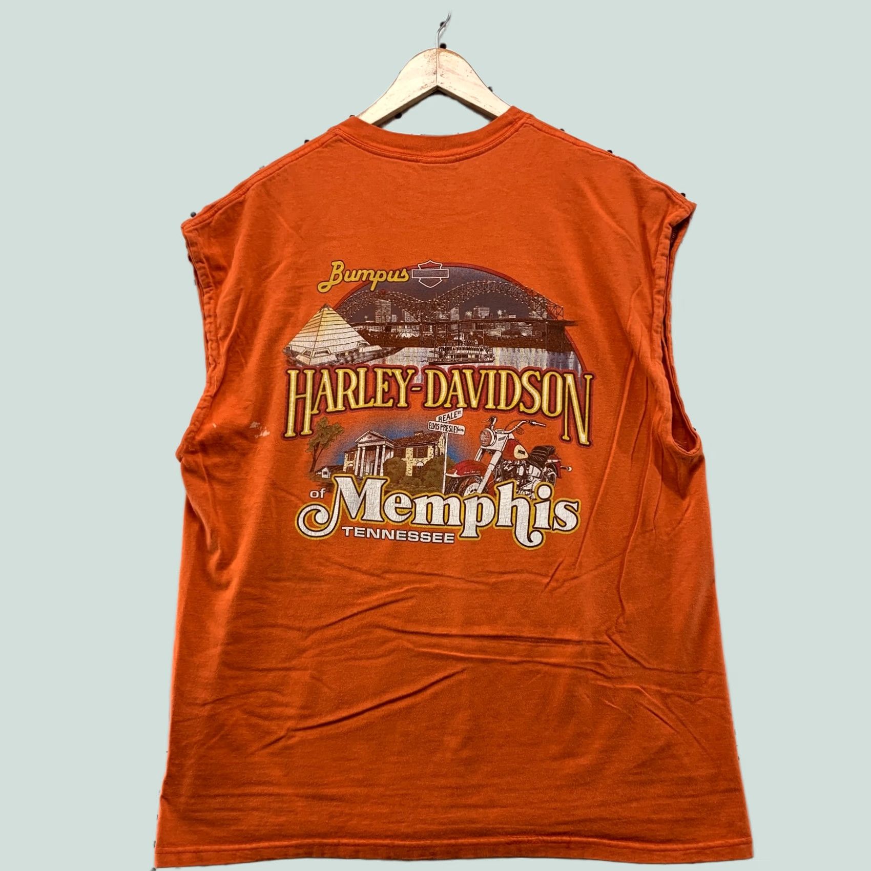 Harley Davidson VINTAGE Harley-Davidson Orange Pocket Shirt Mens XL Sleeveless Memphis 22x29 Orange Pocket Harley-Davidson Mens XL Orange Sleeveless Memphis 22x29 Size US XL / EU 56 / 4 - 1 Thumbnail