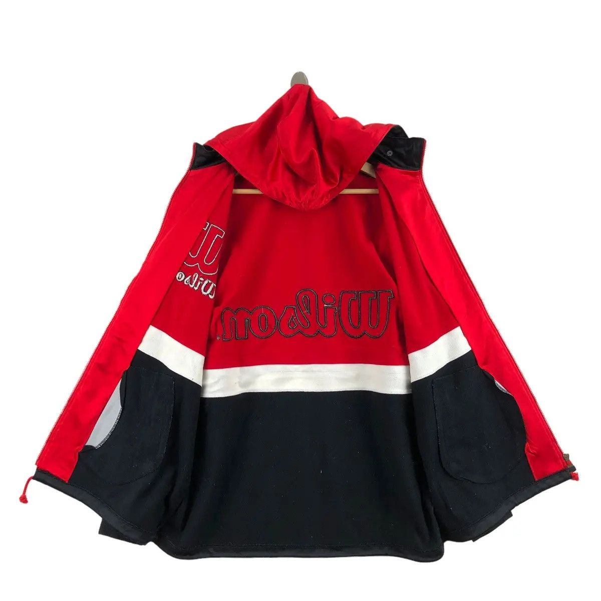 Vintage Vtg 90’ WILSON USA TENNIS Big Logo Side Tape Hoodie Zipper Size US XXL / EU 58 / 5 - 5 Thumbnail