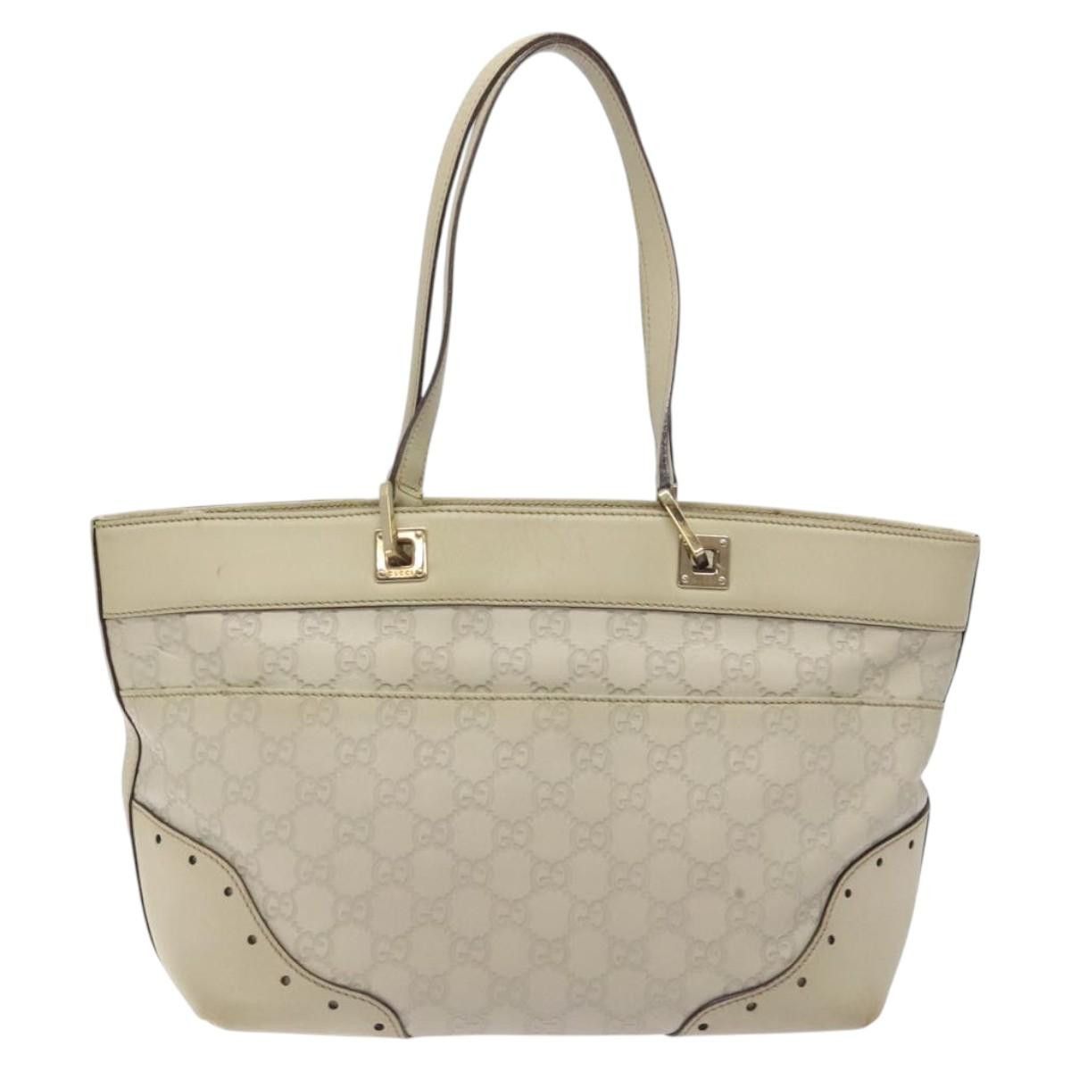 Gucci GUCCI GG Canvas Guccissima Tote Bag Leather White Gold Size ONE SIZE - 3 Thumbnail