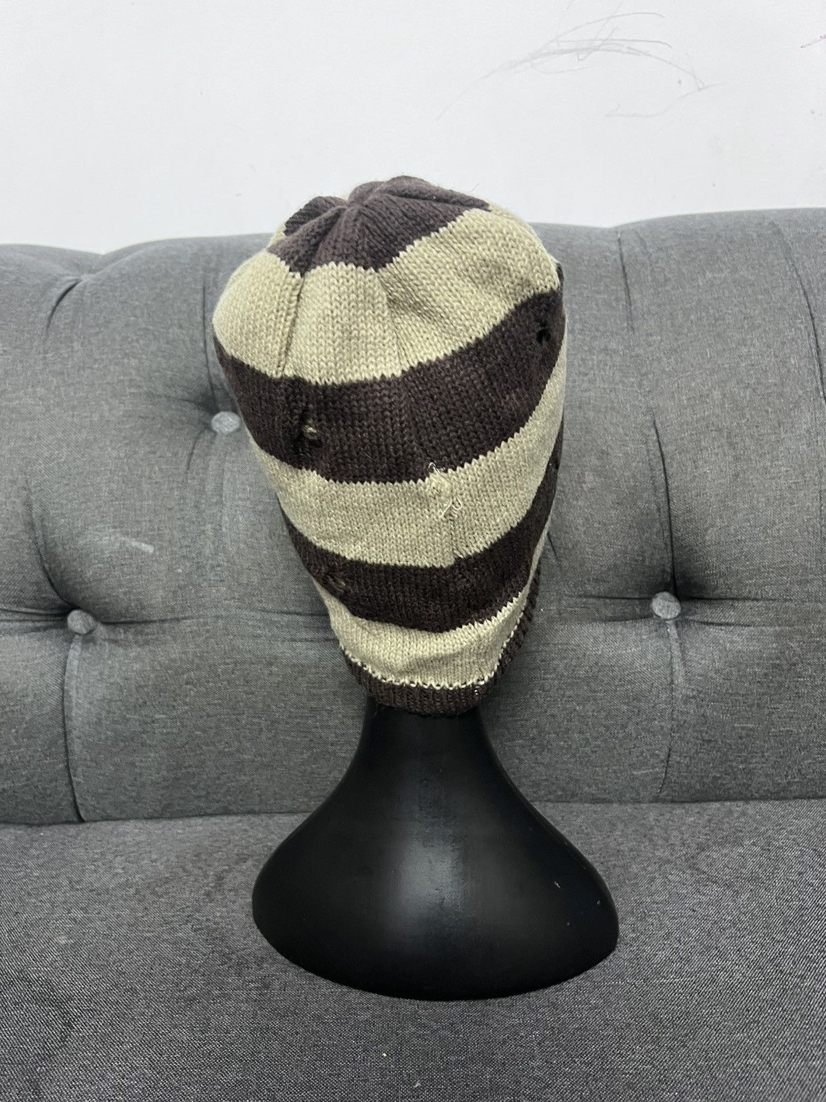Japanese Brand thrashed stripe kurt cobain beanie hat Size ONE SIZE - 4 Thumbnail