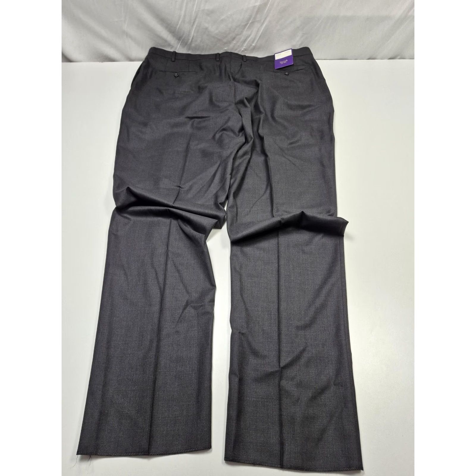 Tallia Tallia Wool Suit Pants Mens 46x38 Gray Charcoal Flat Front Dress NWT Size 46R - 6 Thumbnail
