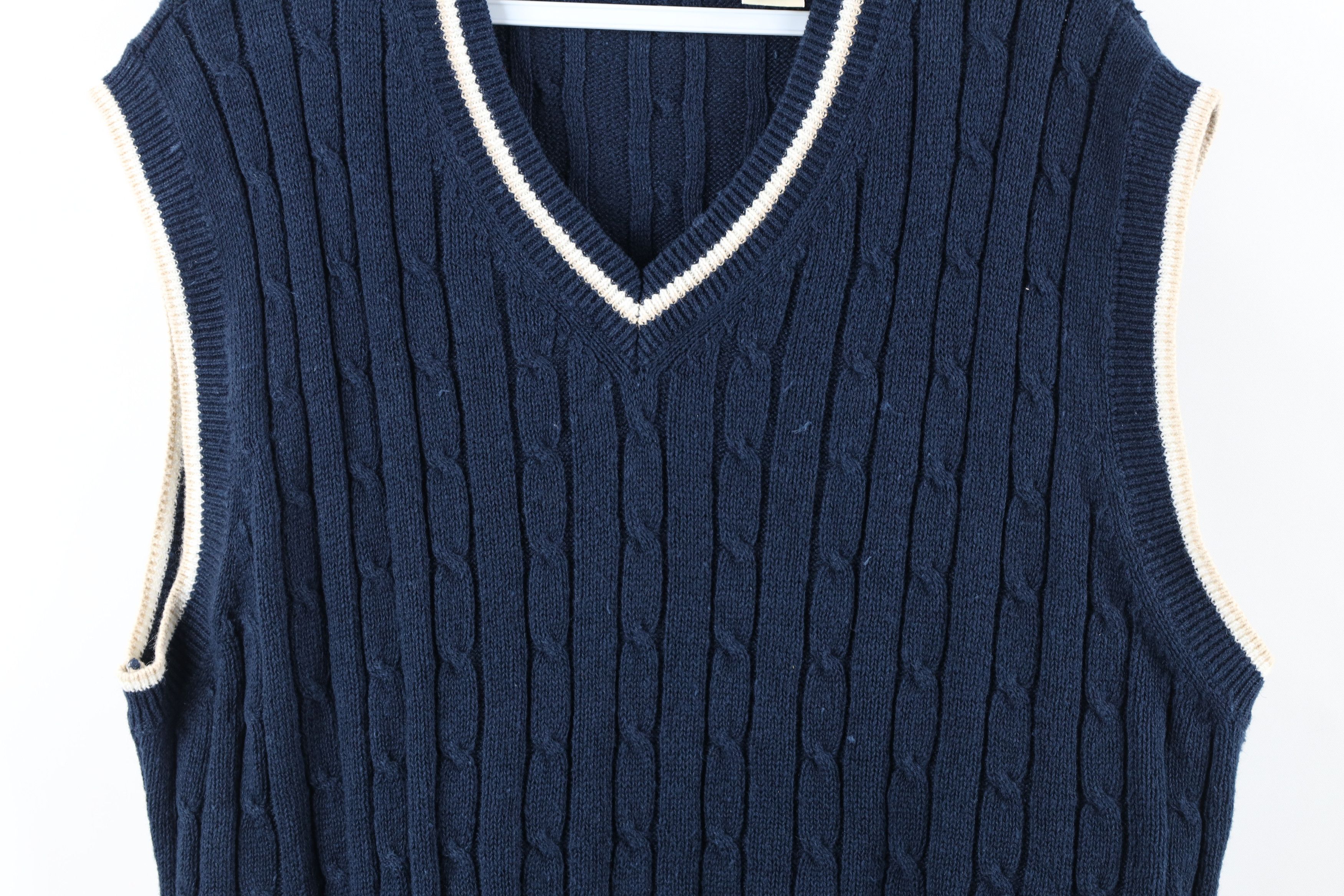 Vintage Vintage 90s Streetwear Blank Ribbed Cable Knit Sweater Vest Size US L / EU 52-54 / 3 - 3 Thumbnail