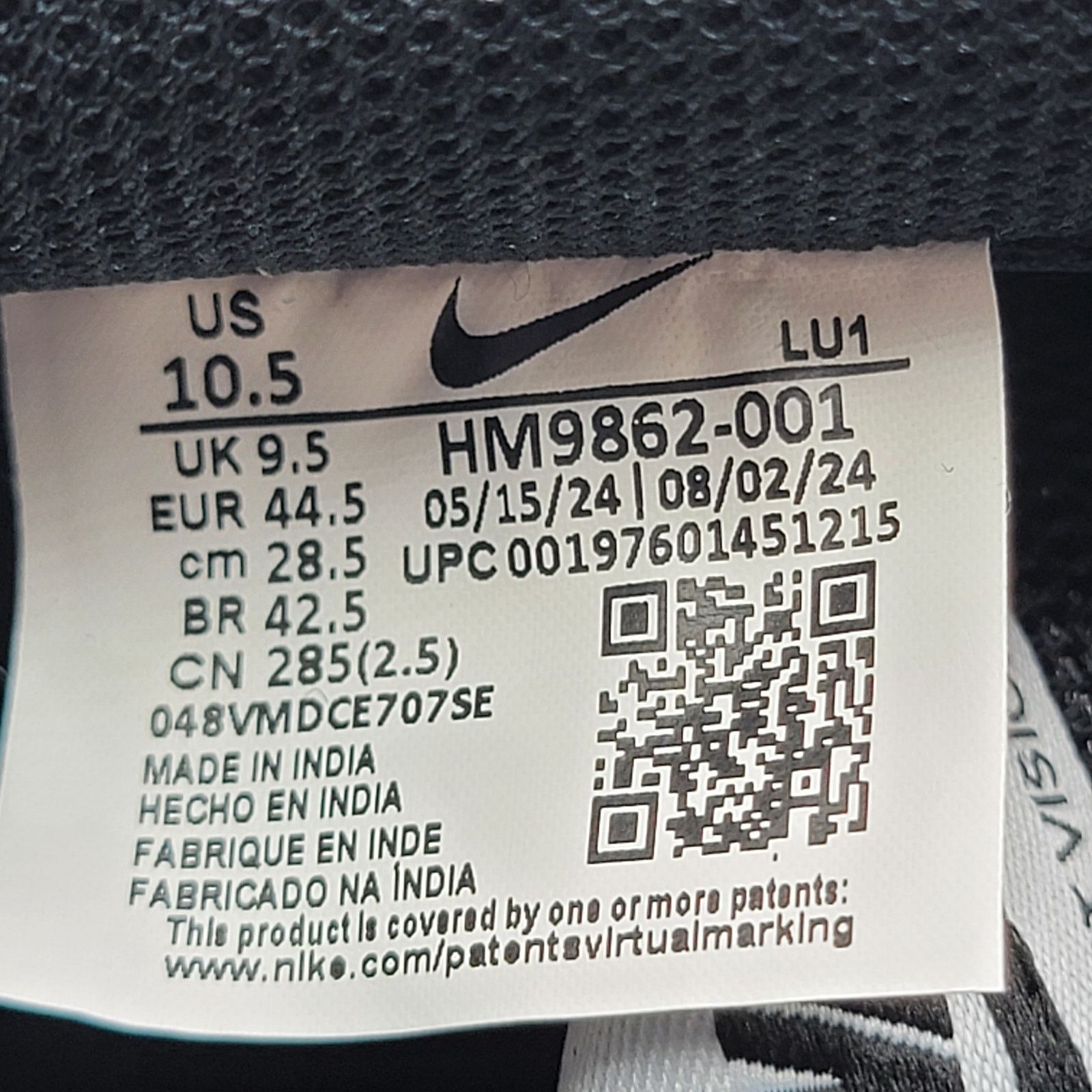 Nike Court Vision Low 'Black White' Sz 10.5 HM9862-001 Size US 10.5 / EU 43-44 - 8 Thumbnail