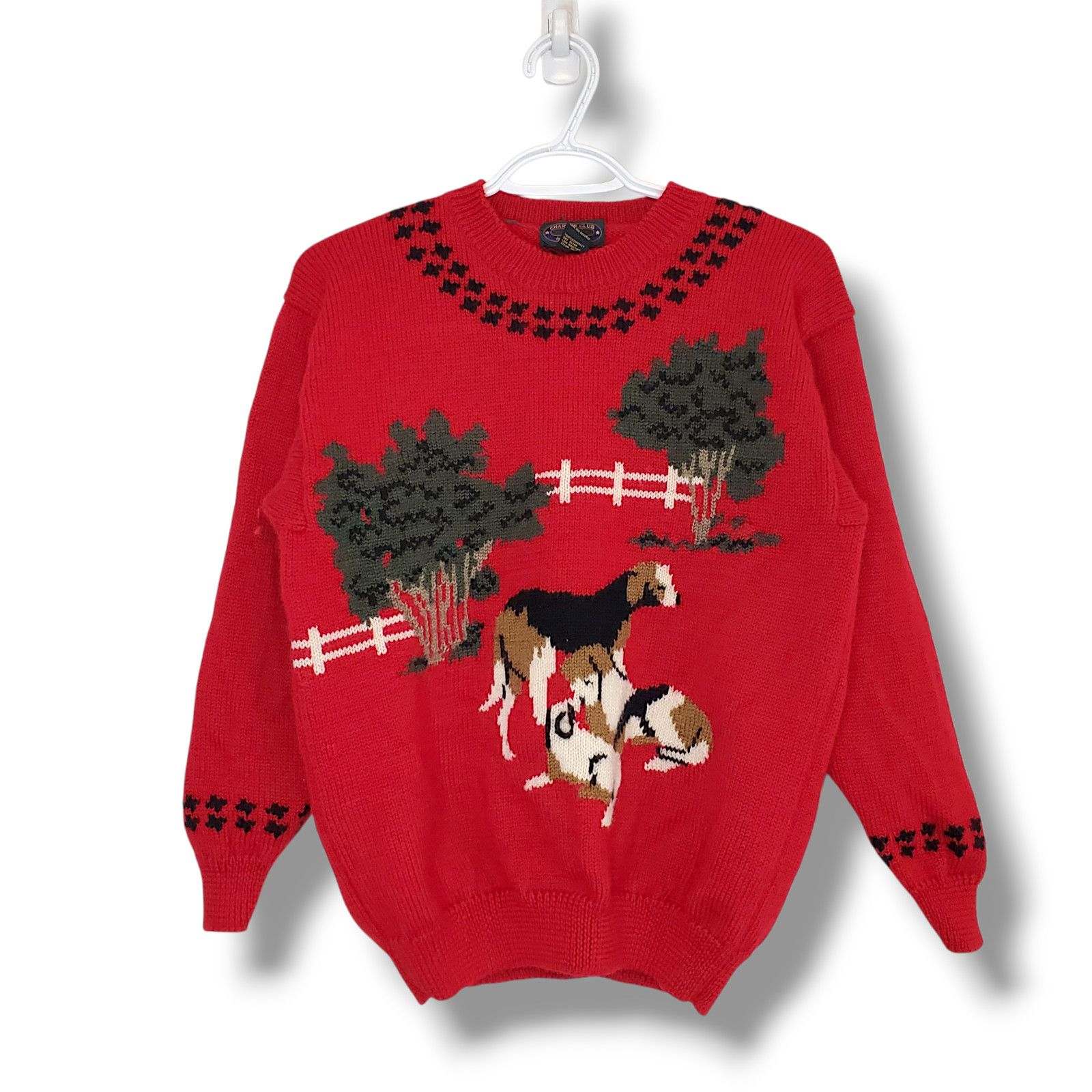 Vintage Vintage 90s Wool Dog Knit Sweater Red Fits Size S Size US S / EU 44-46 / 1 - 1 Thumbnail