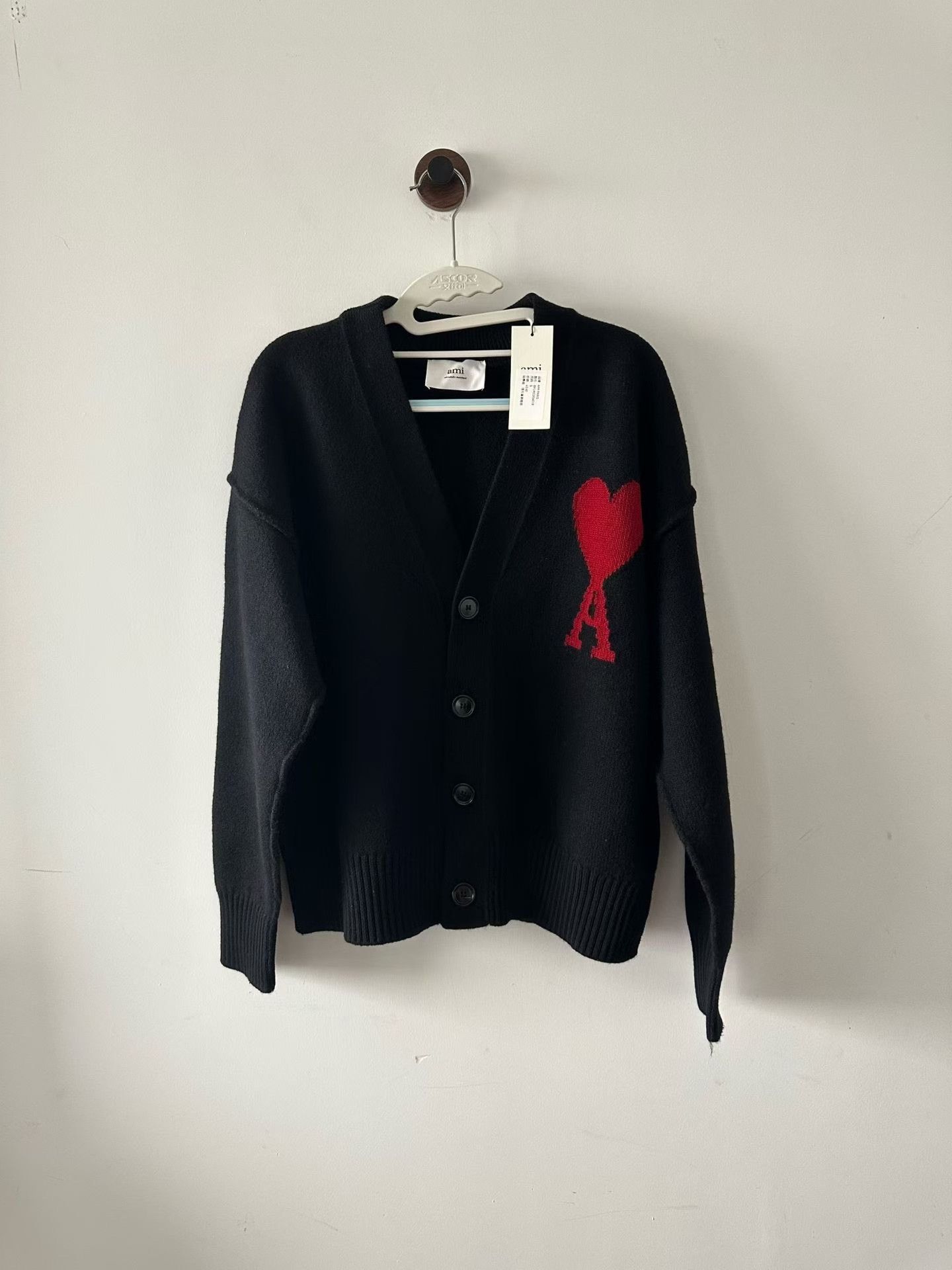 AMI Ami Black Heart Wool Cardigan Size S / US 4 / IT 40 - 1 Thumbnail