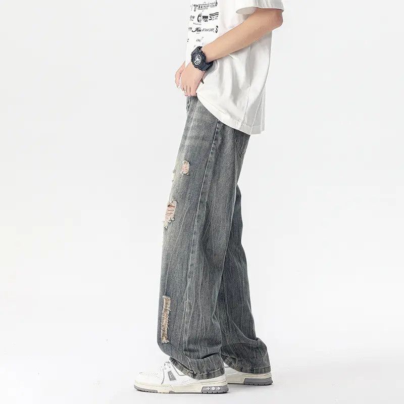 Japanese Brand × Jean Retro loose wide leg ripped jeans Size US 30 / EU 46 - 4 Thumbnail