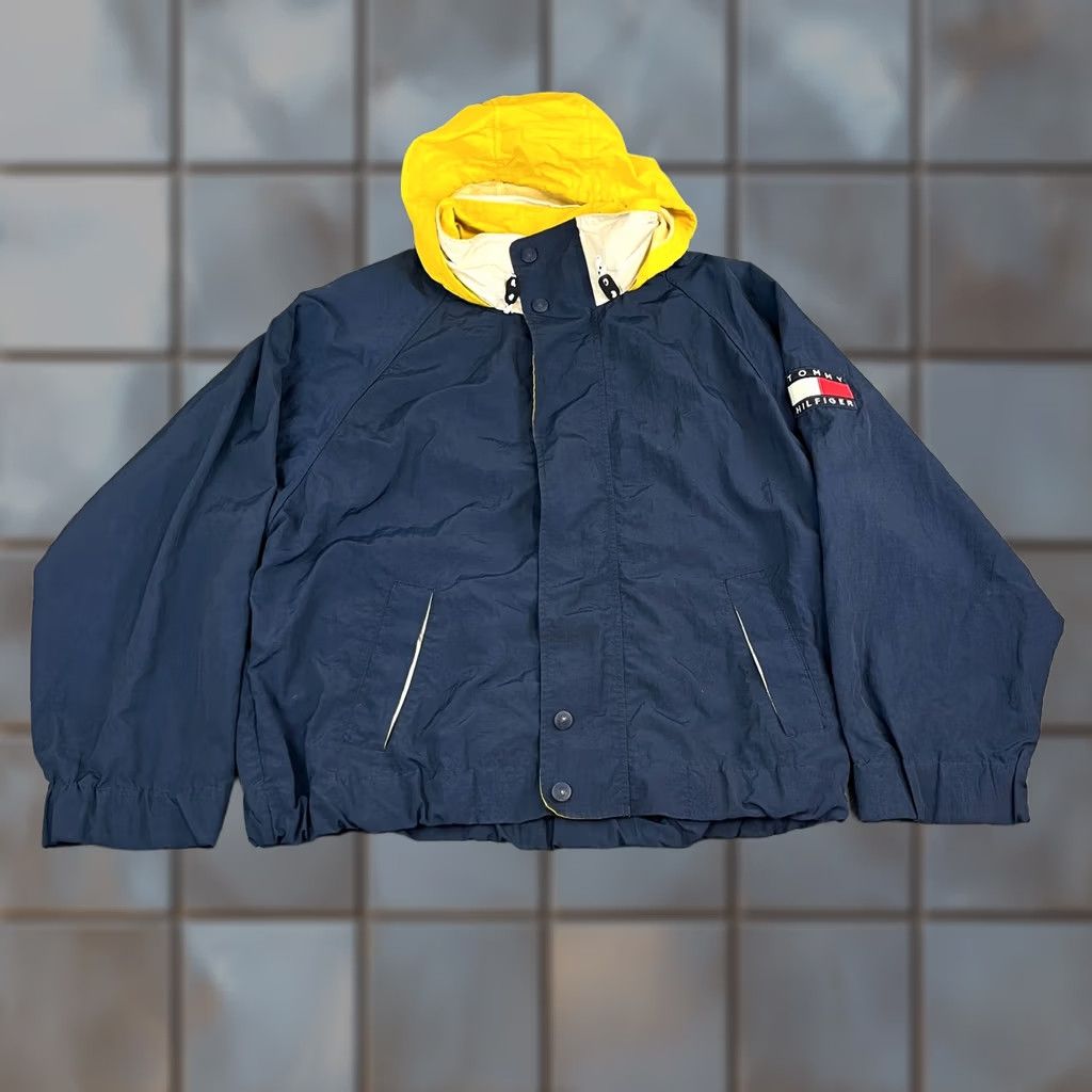 Tommy Hilfiger VINTAGE Tommy Hilfiger Mens Coat Jacket 2XL Hooded Full Zip 3-in-1 Blue Yellow Logo 90s Y2K Mens Jacket Size US XXL / EU 58 / 5 - 1 Thumbnail