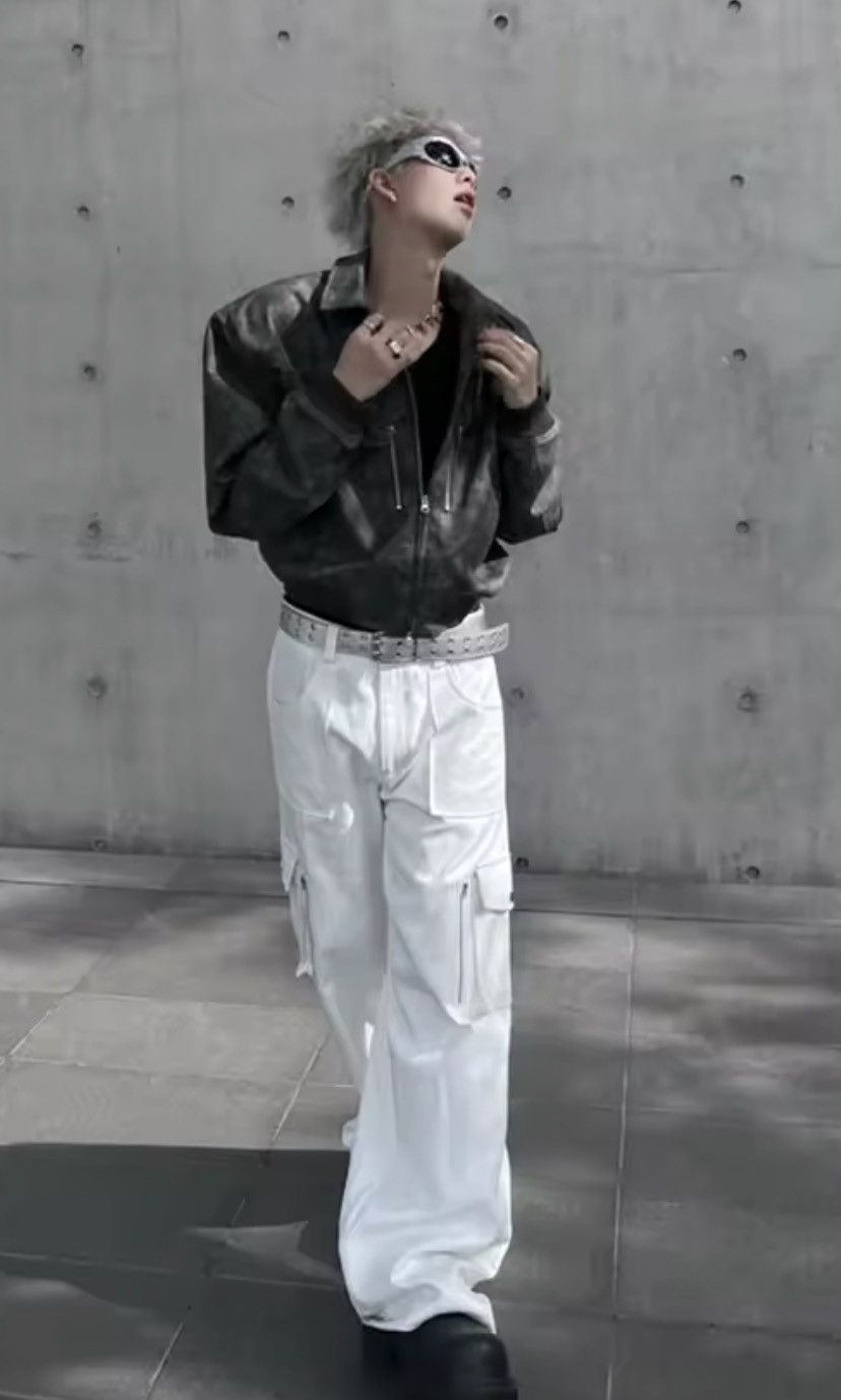Japanese Brand Faded Suede Cropped Bomber PU Leather Jacket Size US XL / EU 56 / 4 - 4 Thumbnail