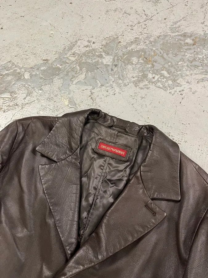 Emporio Armani 1990s Emporio Armani Dark Brown Leather Trench Coat Size US M / EU 48-50 / 2 - 5 Thumbnail