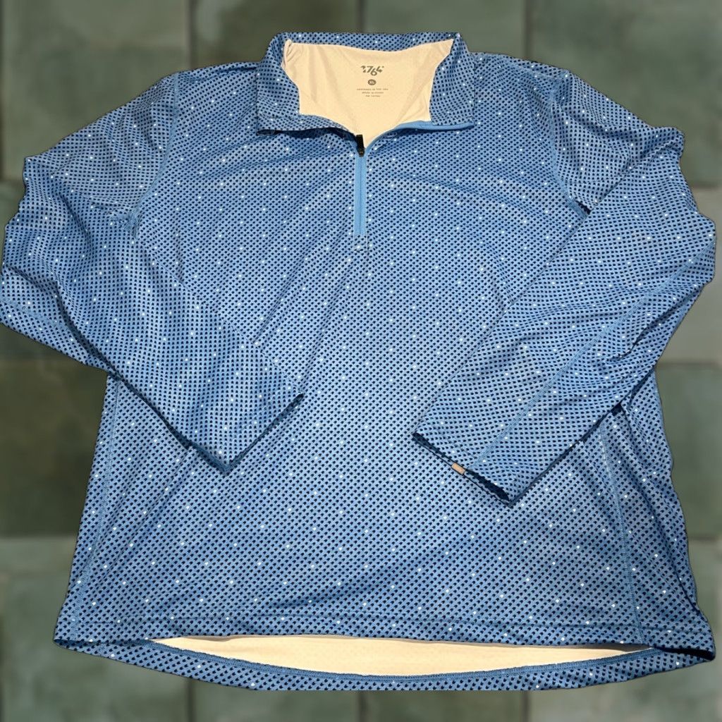 Vintage 1764 Mens XL Pullover Top Casual Long Sleeve Blue Golf Zip Mock Neck Athletic Fitness Shirt Size US XL / EU 56 / 4 - 1 Thumbnail