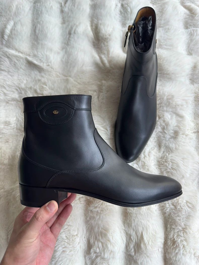 Gucci Guicci Logo men's boots leather shoes Size US 8 / EU 41 - 3 Thumbnail