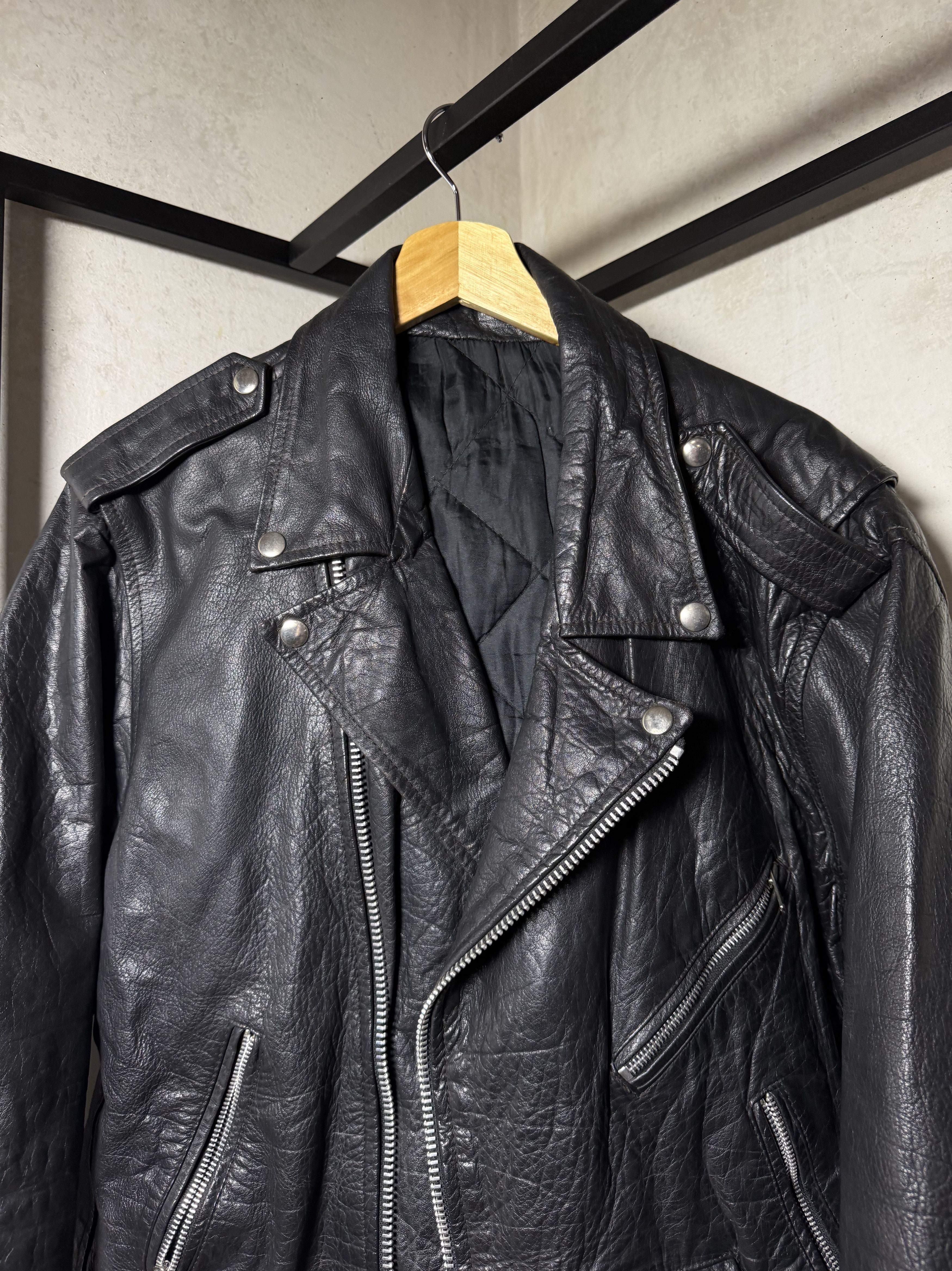 Genuine Leather Genuine Leather Bikers Black Jacket Size US L / EU 52-54 / 3 - 3 Thumbnail
