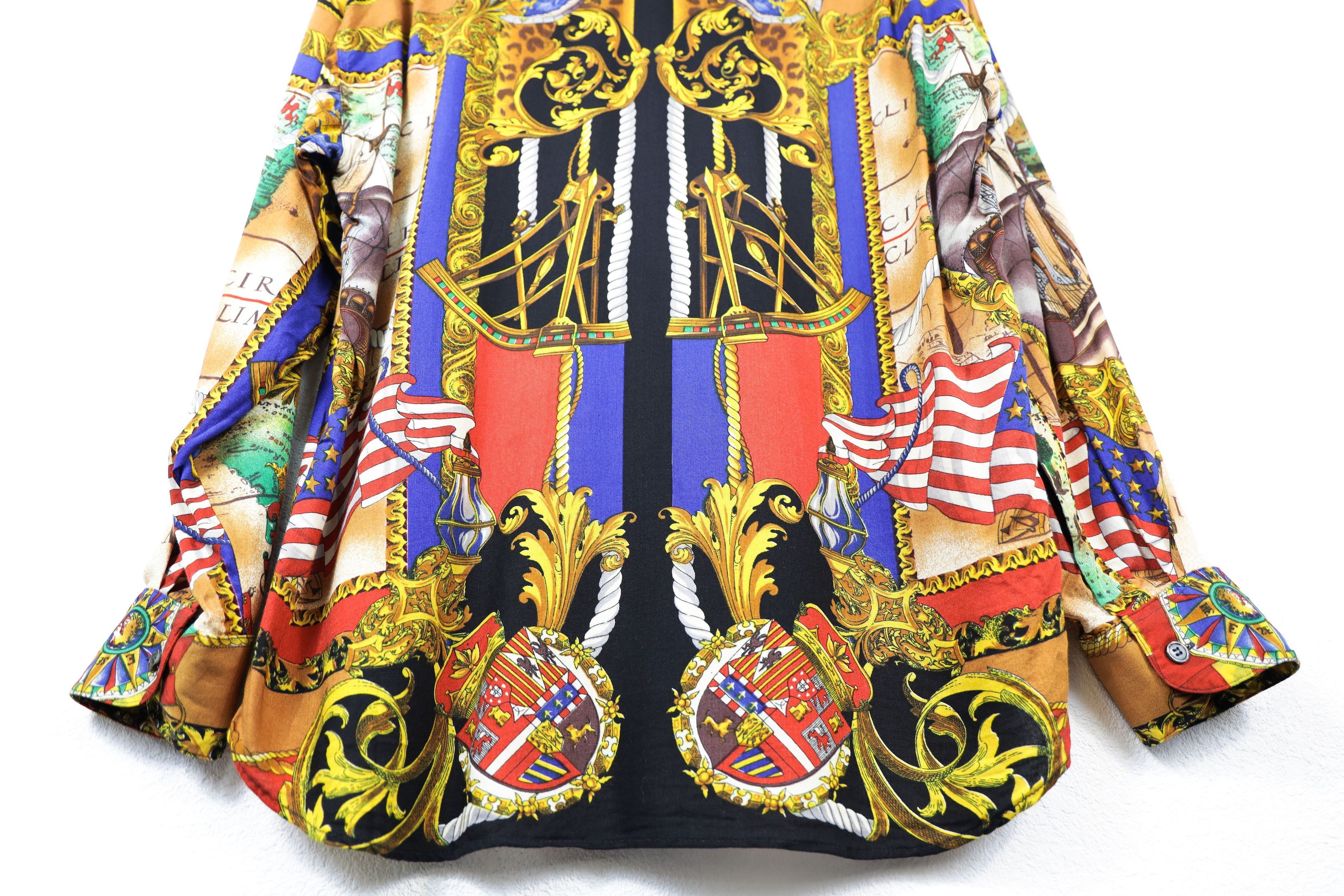 Designer Vintage Britain Baroque Printed Viscose Shirt Size US M / EU 48-50 / 2 - 8 Thumbnail