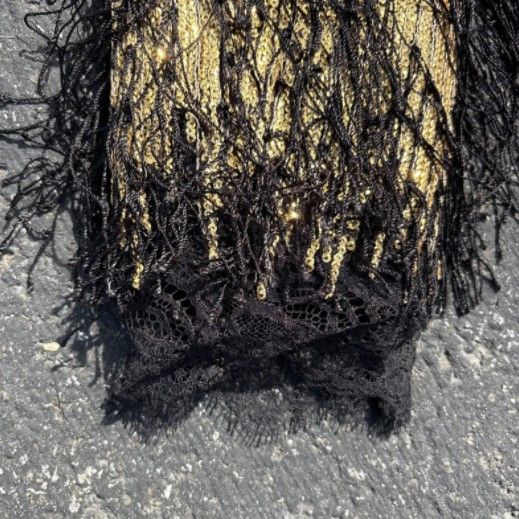 Other Judy Zhang Designer Runway Black Gold Blazer Fringe Sleeve Size S / US 4 / IT 40 - 9 Thumbnail