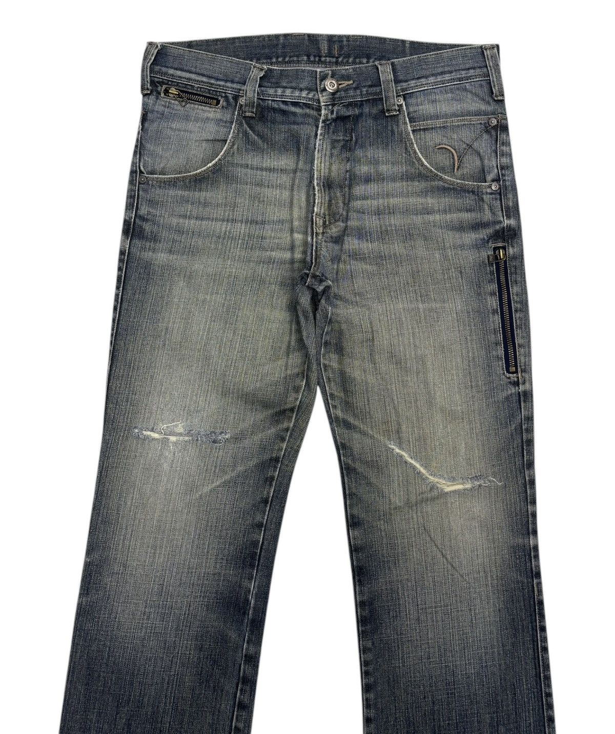 Hysteric Glamour × Japanese Brand VINTAGE BACK NUMBER DISTRESSED DENIM JEANS Size US 34 / EU 50 - 5 Thumbnail