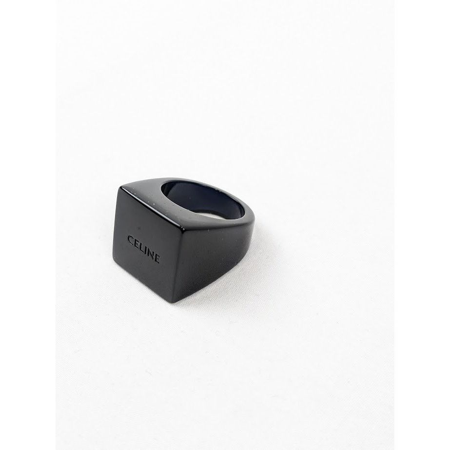 Celine o1rshd1 Size: 58 / Square Ring in Pexiglass in Black Size ONE SIZE - 5 Thumbnail