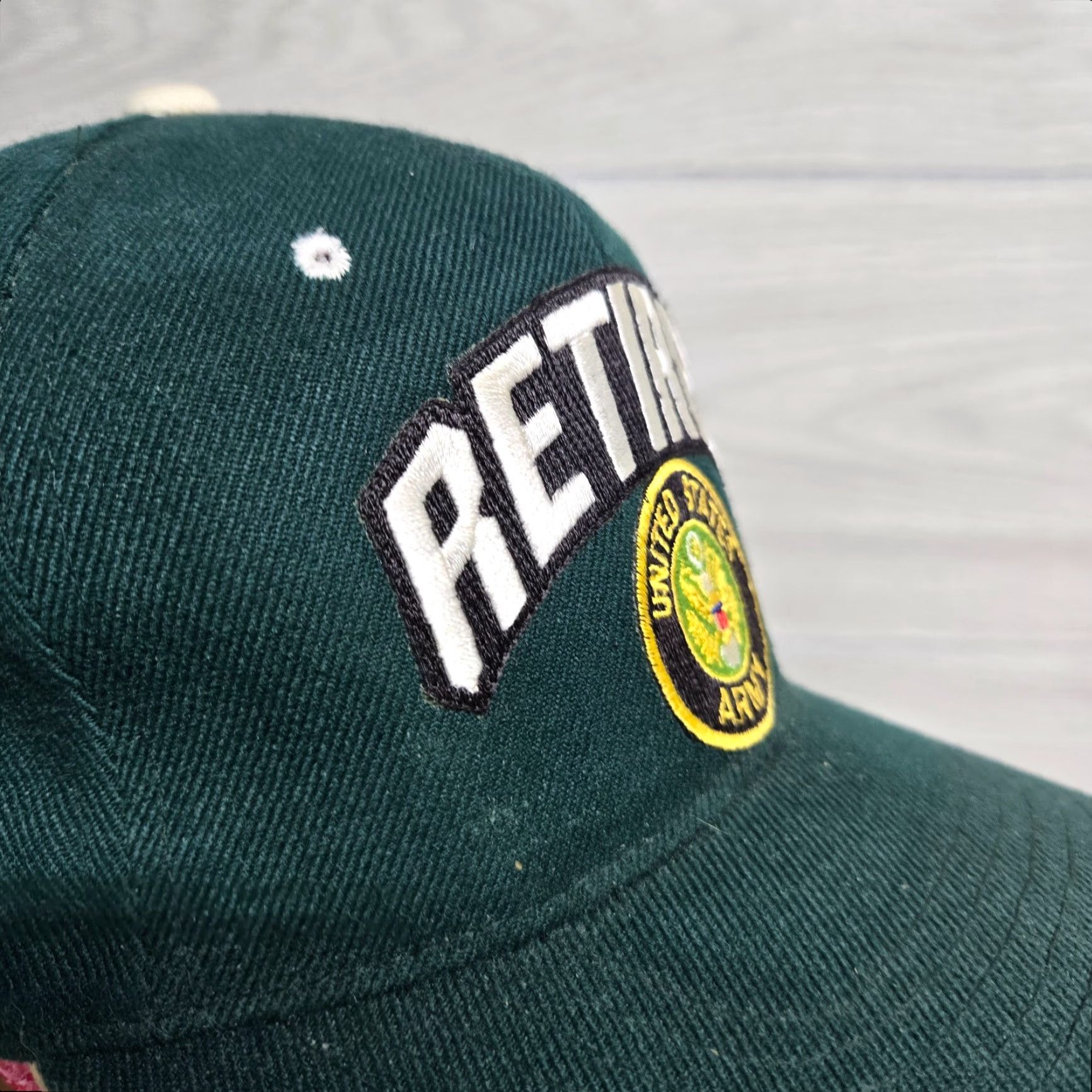 Vintage VINTAGE US Army Retired Green Adult Adjustable Strapback Baseball Cap Hat Size ONE SIZE - 2 Thumbnail