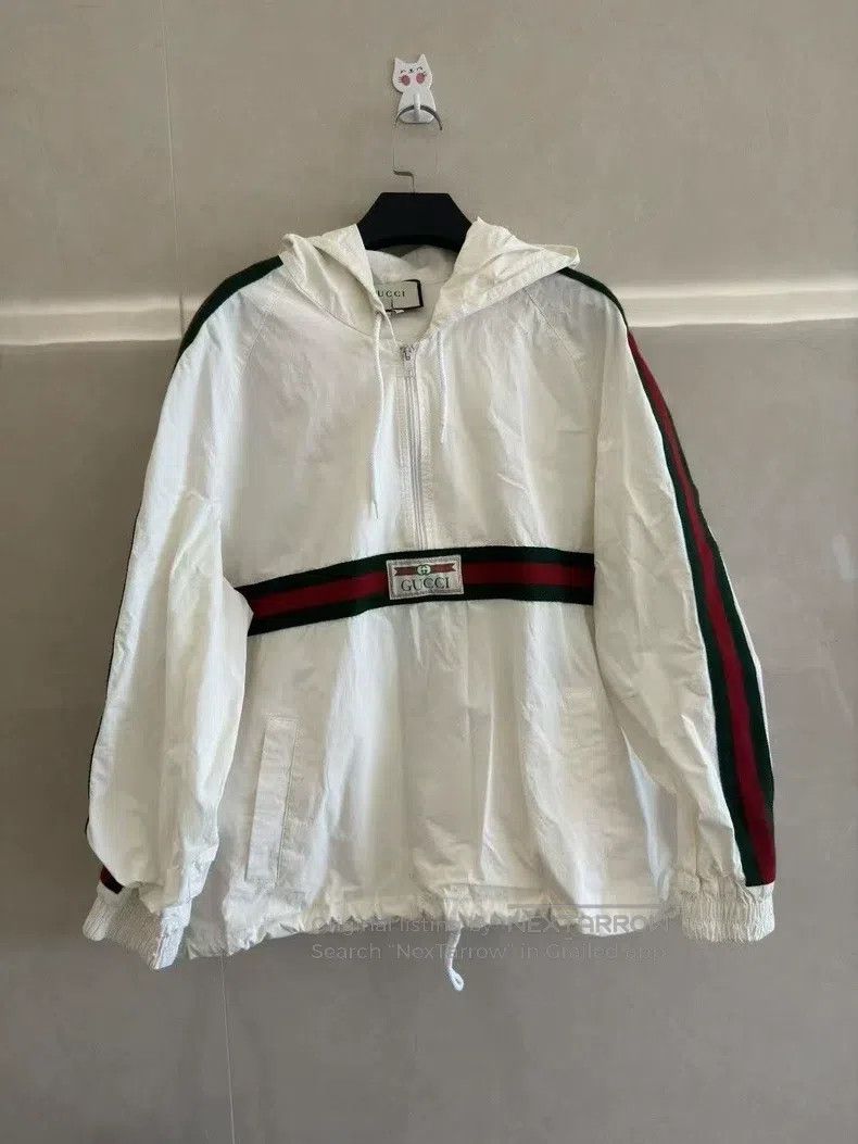 Gucci Gucci White, red and green striped, half-zip windbreaker j Size US M / EU 48-50 / 2 - 1 Thumbnail