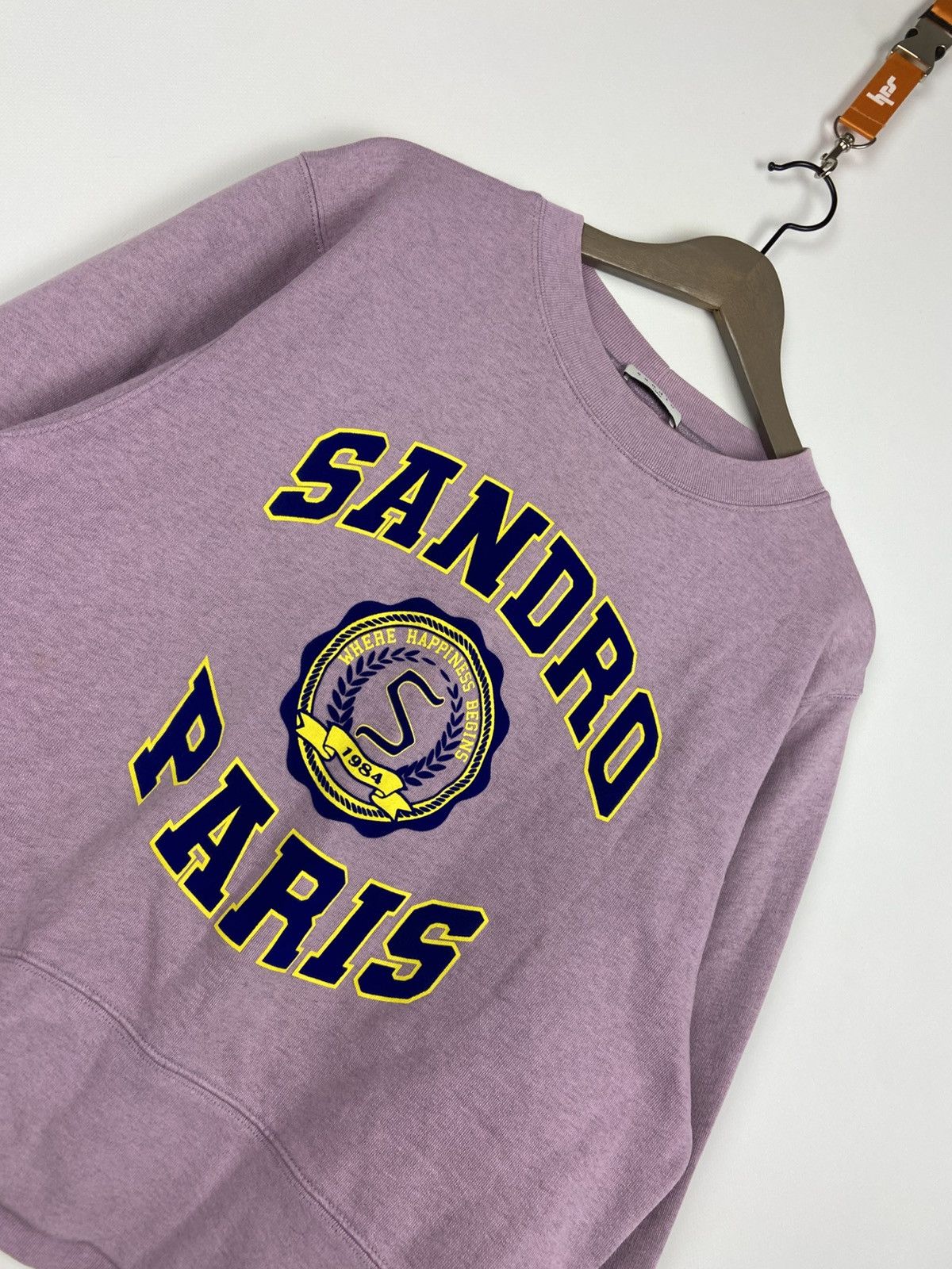 Designer × Sandro SANDRO Printed And Flocked College Sweatshirt Womens Purple Size XS / US 0-2 / IT 36-38 - 9 Thumbnail