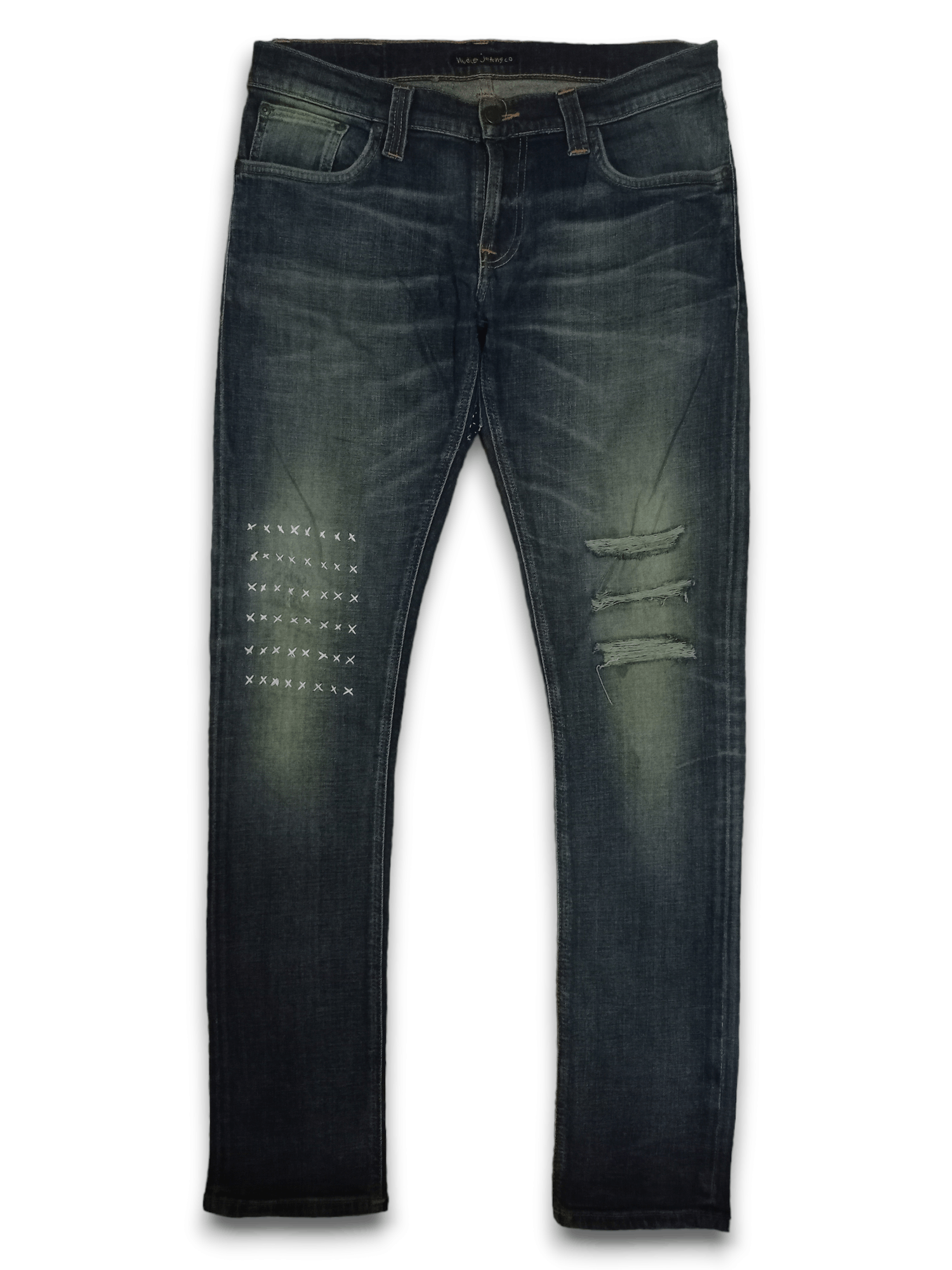 Image of Distressed Denim x Nudie Jeans Vintage Nudie Mud Wash Distressed Jeans in Blue, Men's (Size 31)