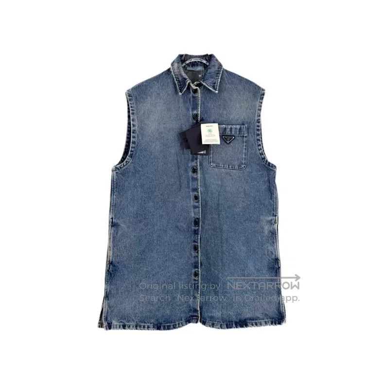 Prada Prada Blue washed sleeveless denim jacket Size XS / US 0-2 / IT 36-38 - 1 Thumbnail