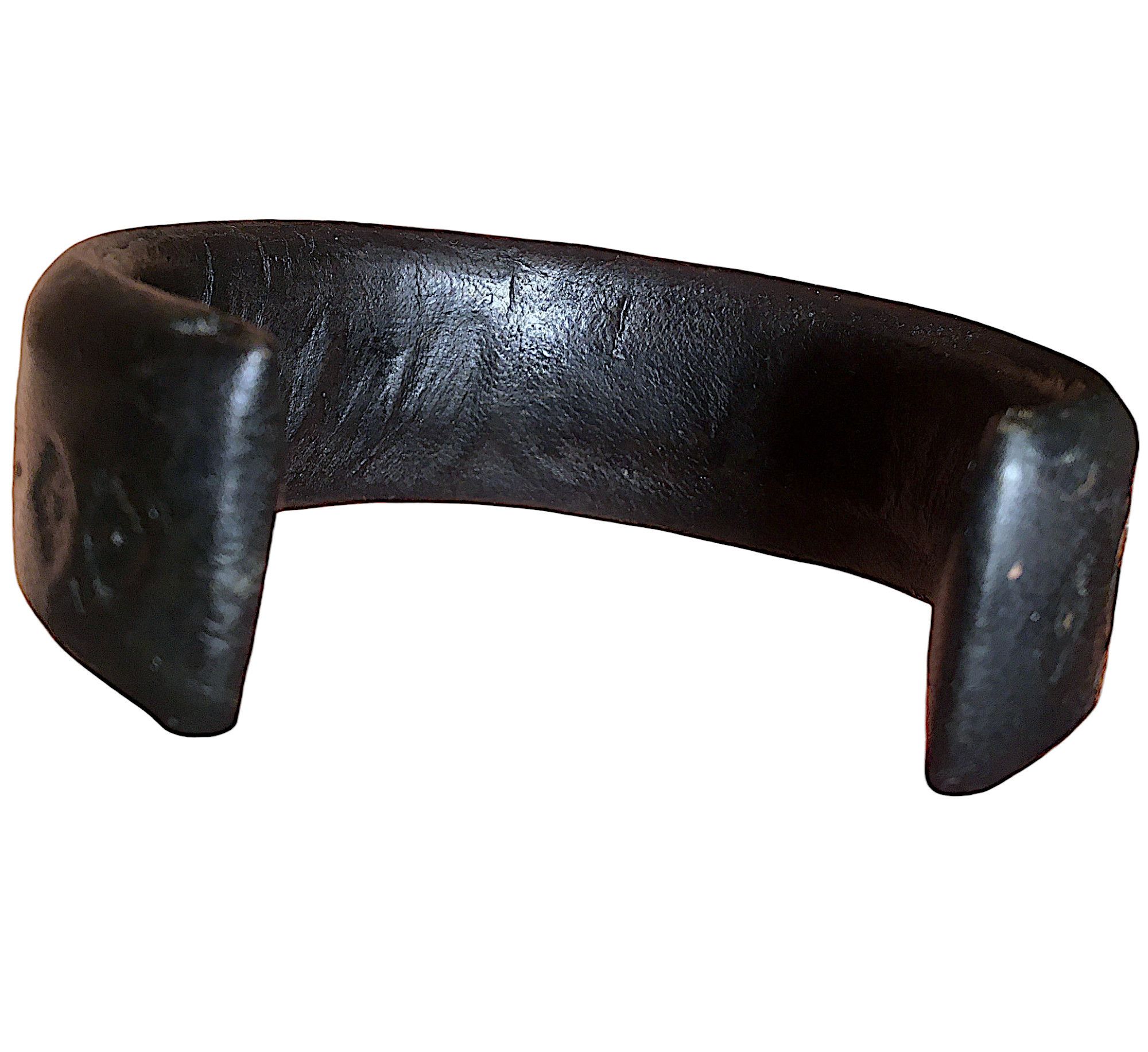 Vintage Tuareg Leather and Brass Cuff Bracelet – Algeria 1970s Size ONE SIZE - 13 Thumbnail