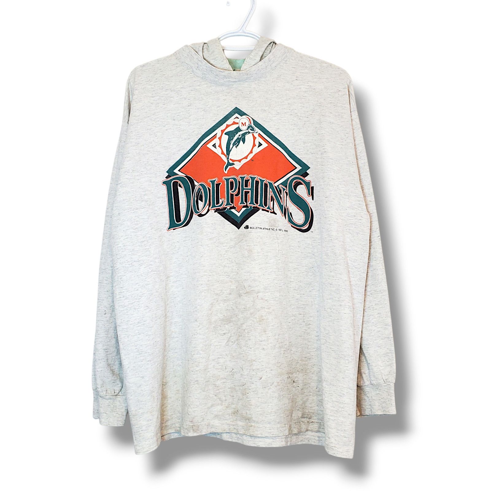 NFL Vintage 1992 Miami Dolphins NFL Hooded Longsleeve Size US L / EU 52-54 / 3 - 1 Thumbnail