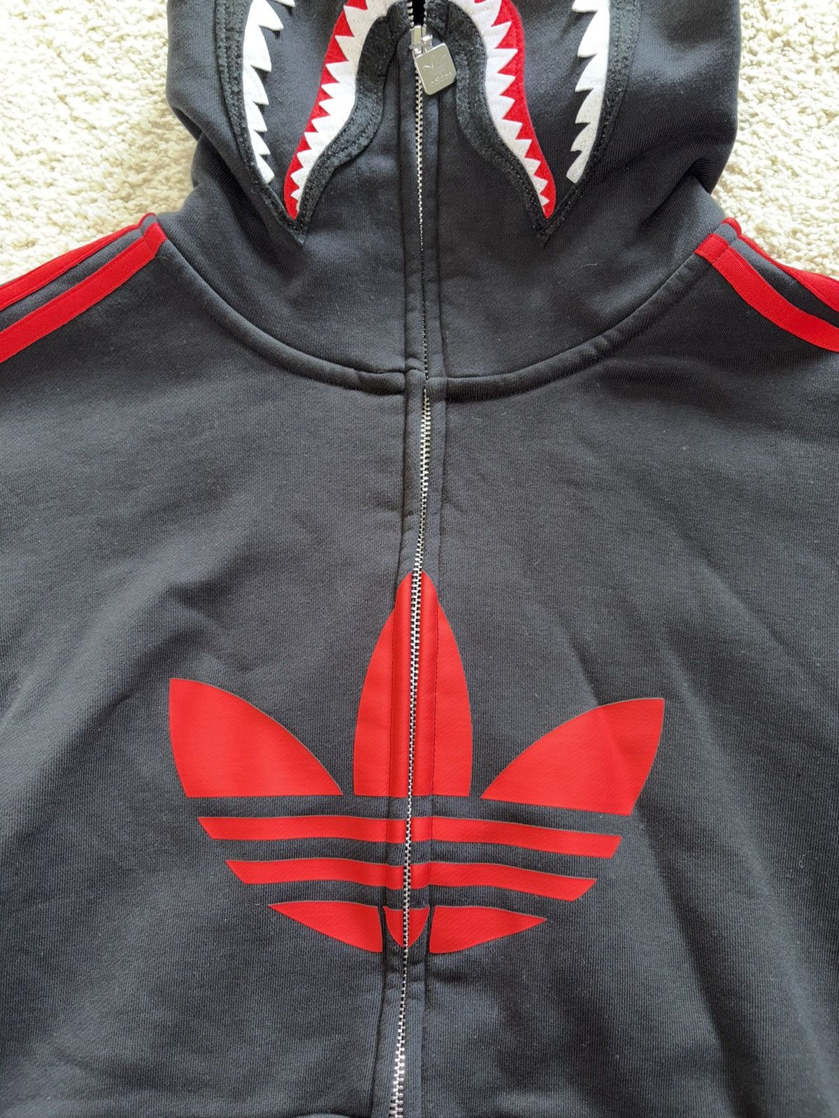 Adidas × Bape UVP7 Bape x adidas Shark Fleece Full Zip Up Hoodie (Black) Size US M / EU 48-50 / 2 - 8 Thumbnail