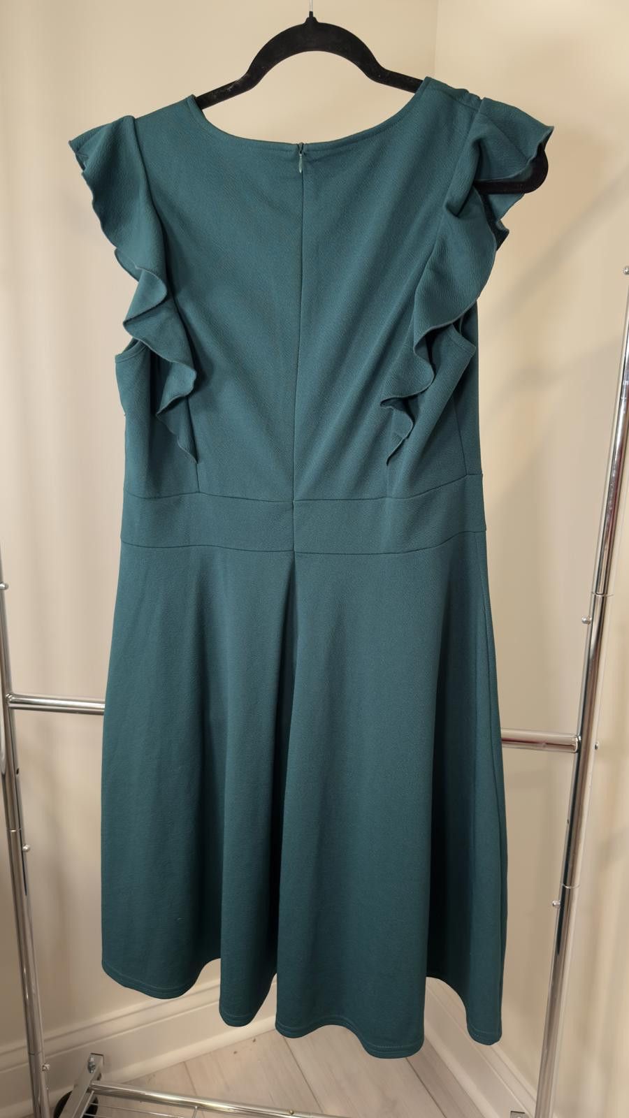 Designer Yathon Teal Ruffled Dress - Size XL Size XL / US 12-14 / IT 48-50 - 2 Thumbnail