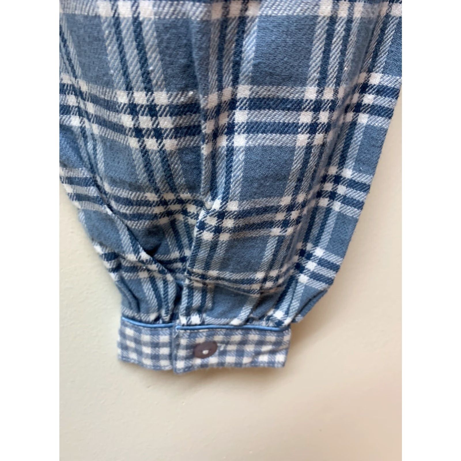 Vintage Vtg Cotton Flannel Plaid Nightshirt Nightgown M Prairie Modest Made USA Gilligan O'Malley Blue 44 Chest M Regular Womens? Mens? Size M / US 6-8 / IT 42-44 - 6 Thumbnail