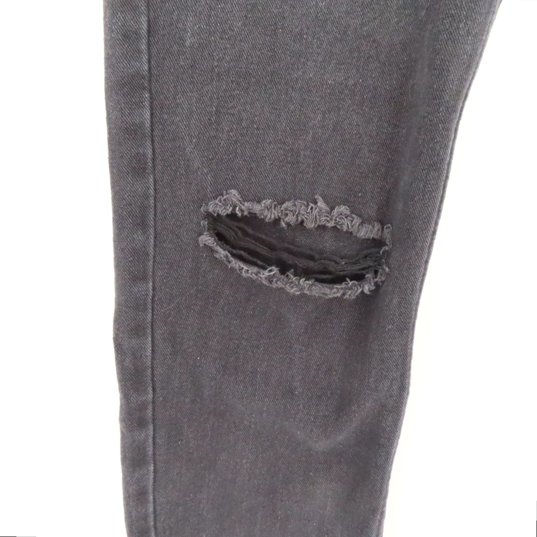 PRINCESS POLLY Princess Polly Womens Jeans 8 Black Dark Gray Denim Button Fly Distressed Raw 90s Straight Jeans Womens Size 30" / US 8 / IT 44 - 3 Thumbnail