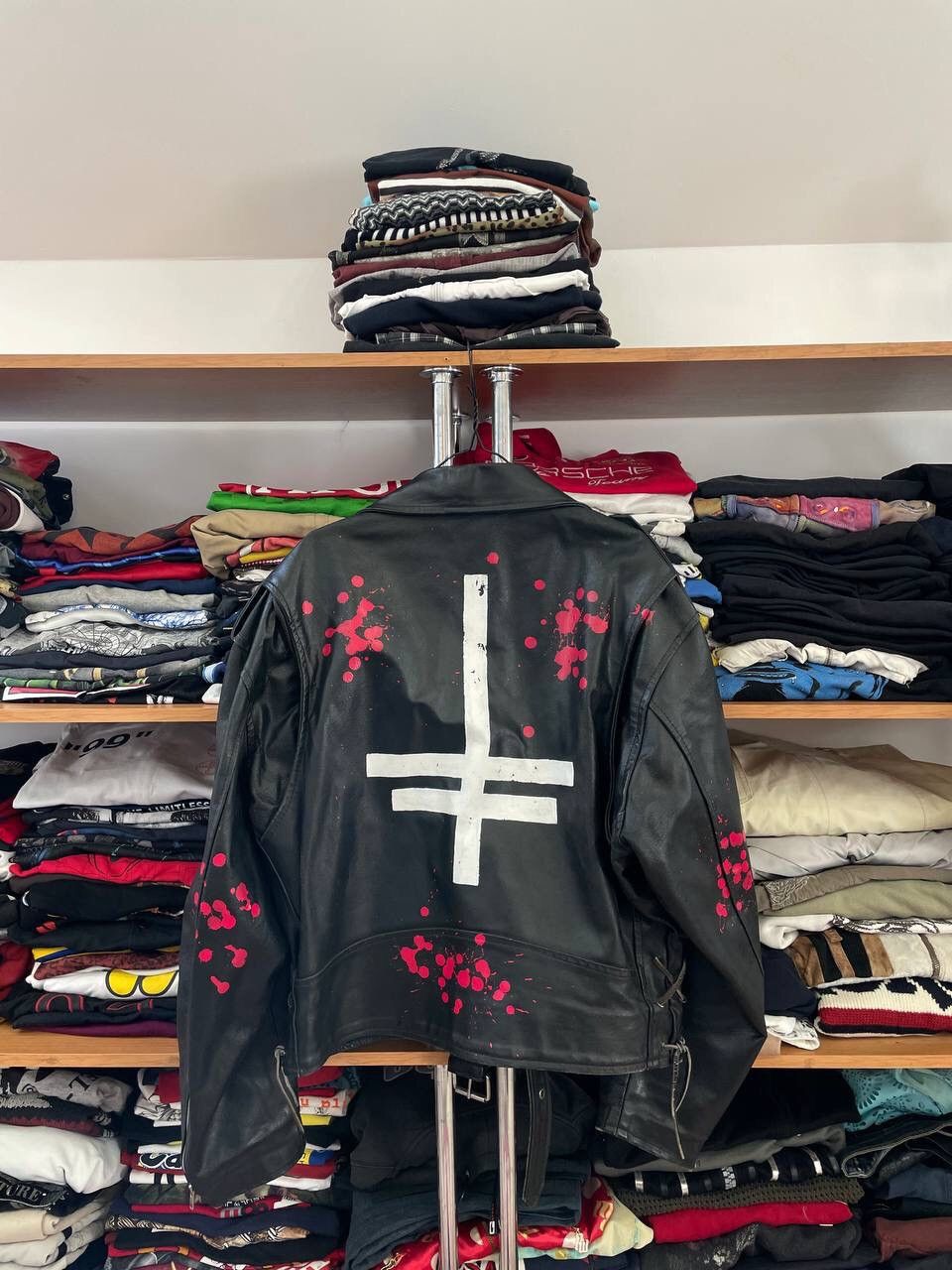 vintage heavy italian leather Y2k motorcycle jacket