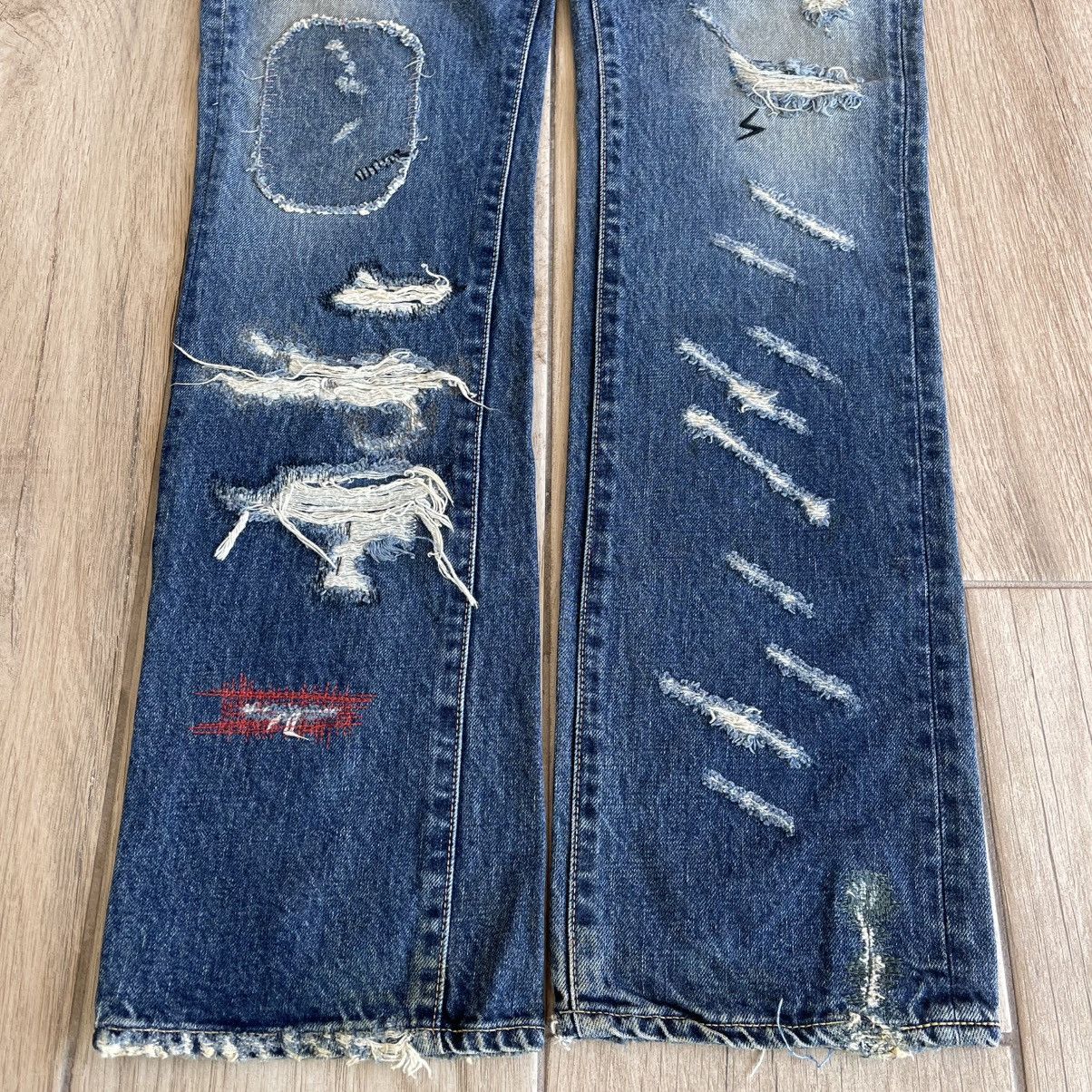 Undercover SS05 "But Beautiful" Distressed Patchwork 60 Denim Jeans Size US 33 - 3 Thumbnail