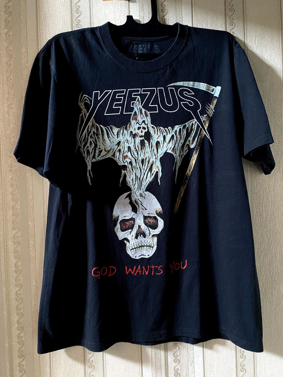 image of Kanye West Yeezus 2013 Tour OG Flying Reaper in Black, Men's (Size Medium)