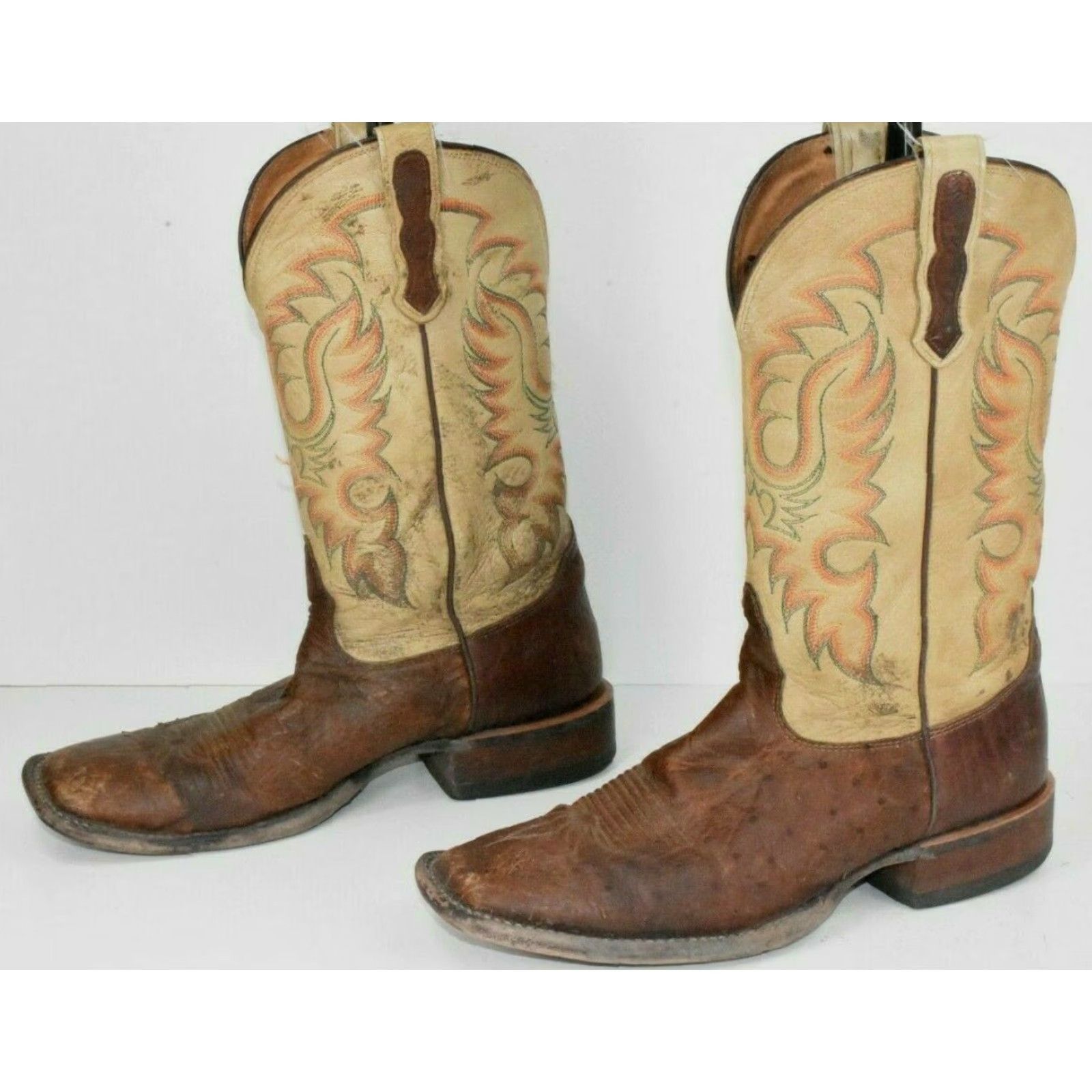 Roper Nocona Mens Sz 7.5 D Brown Tan Ostrich Sq Toe Leather Western Boots Shirt Mens Brown Ostrich Sq Toe Leather Western Boots Size US 8 / EU 41 - 6 Thumbnail