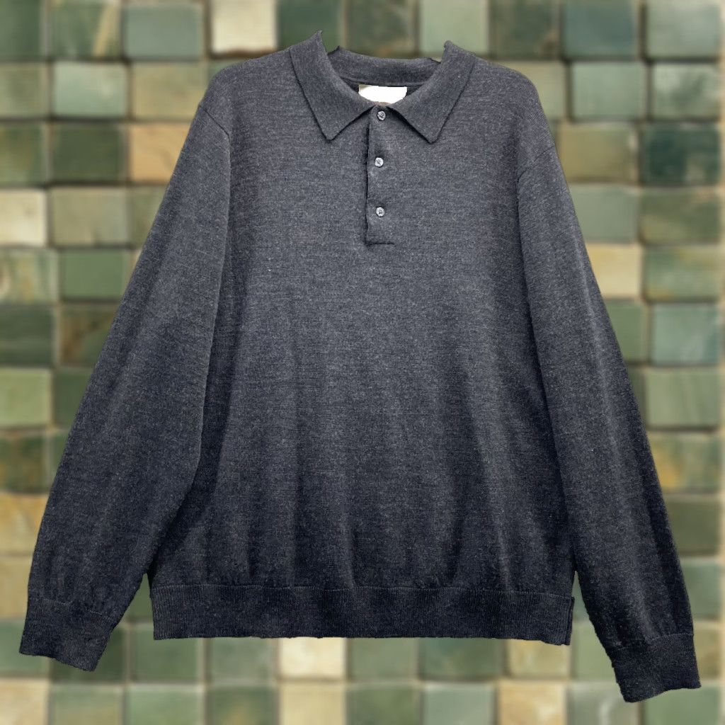 Merona Merona Merino Wool Polo Sweater Mens XL Gray Classic Preppy Academia Travel 90's Vintage? Size US XL / EU 56 / 4 - 1 Thumbnail