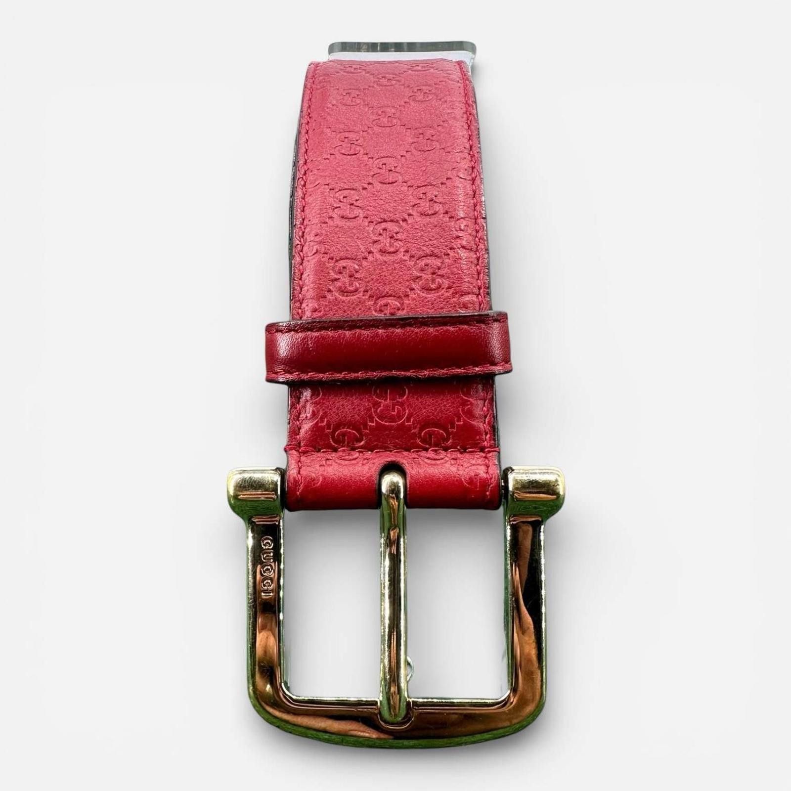 Gucci Gucci Microwguccissima Womens Red Leather Belt 90/36 Size ONE SIZE - 2 Thumbnail