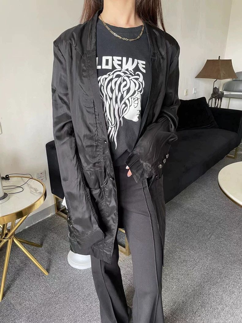 Rick Owens Rick Owens Long black button-up jacket Size US M / EU 48-50 / 2 - 7 Thumbnail
