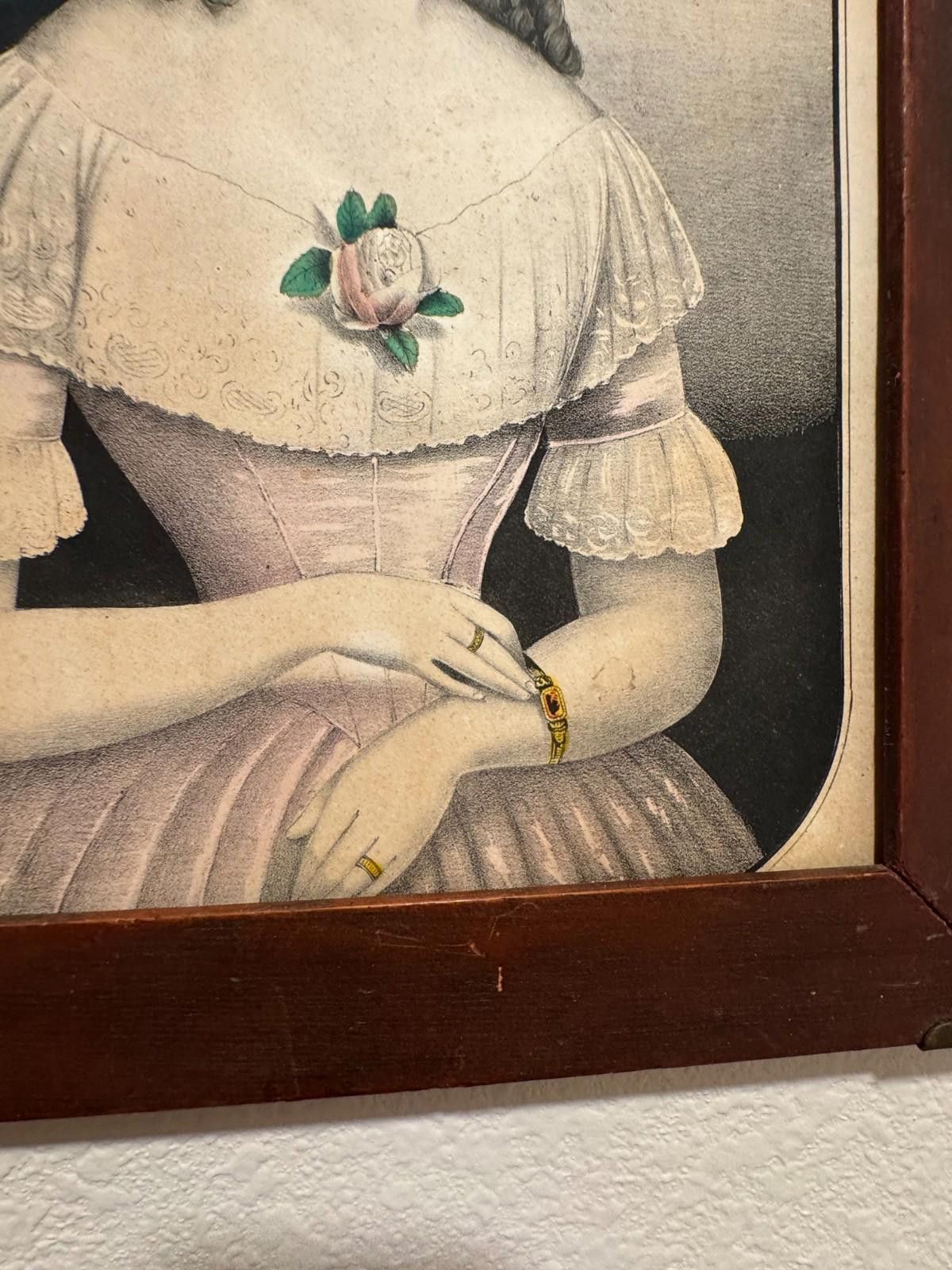 Other Antique Framed Victorian Lady Portrait Lithograph Chittenden Size ONE SIZE - 6 Thumbnail