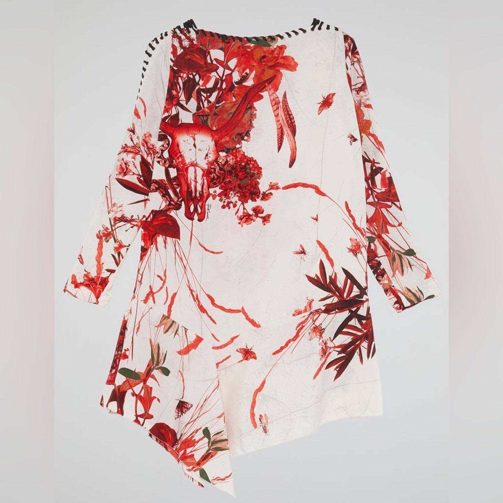 Just Cavalli JUST CAVALLI Printed Side Lace Asymmetrical Dress Red S Size S / US 4 / IT 40 - 1 Thumbnail