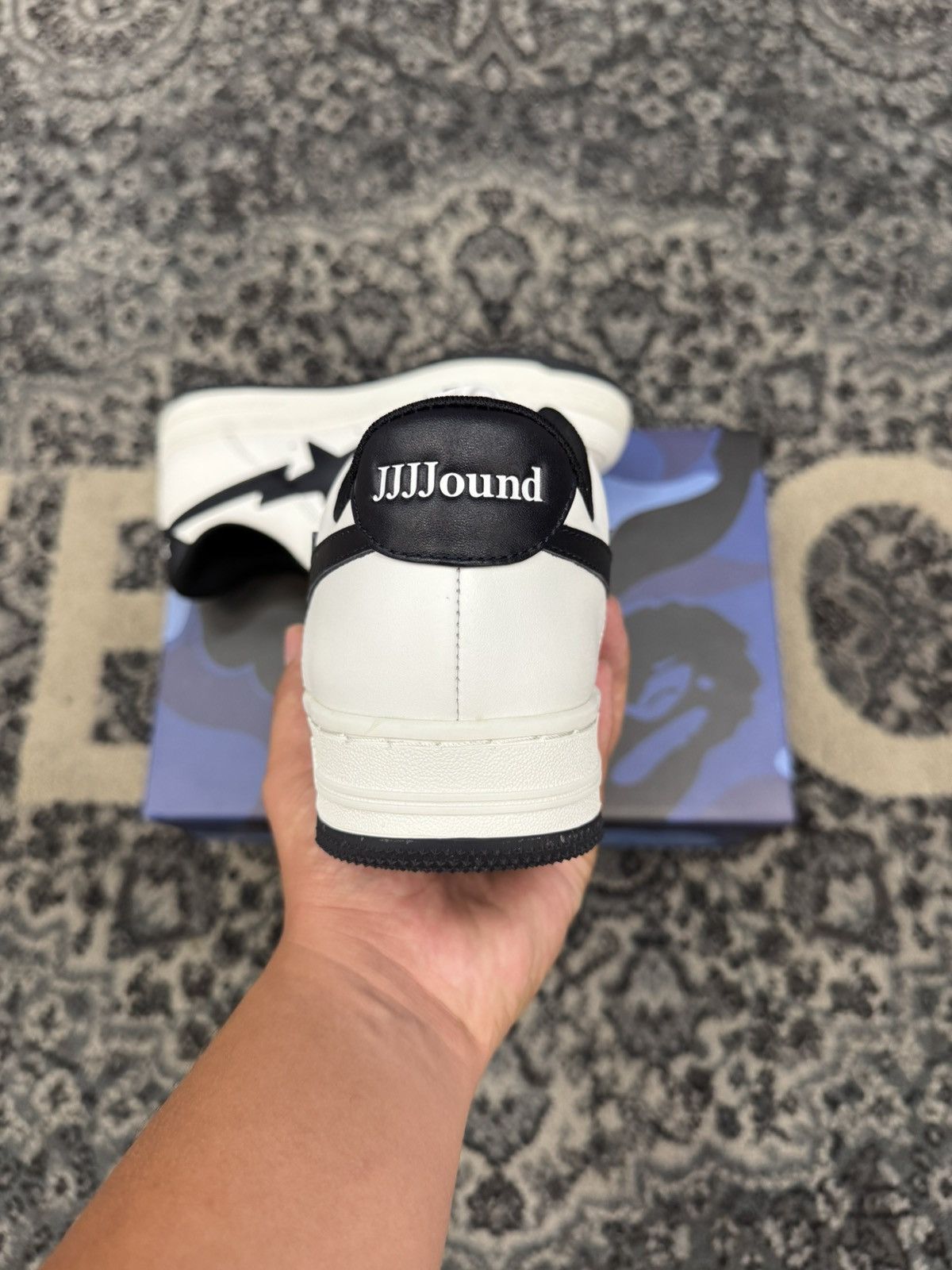 Bape × JJJJound JJJJound A Bathing Ape Bapesta White/Navy FAST SHIPPING Size US 5 / EU 37 - 3 Thumbnail