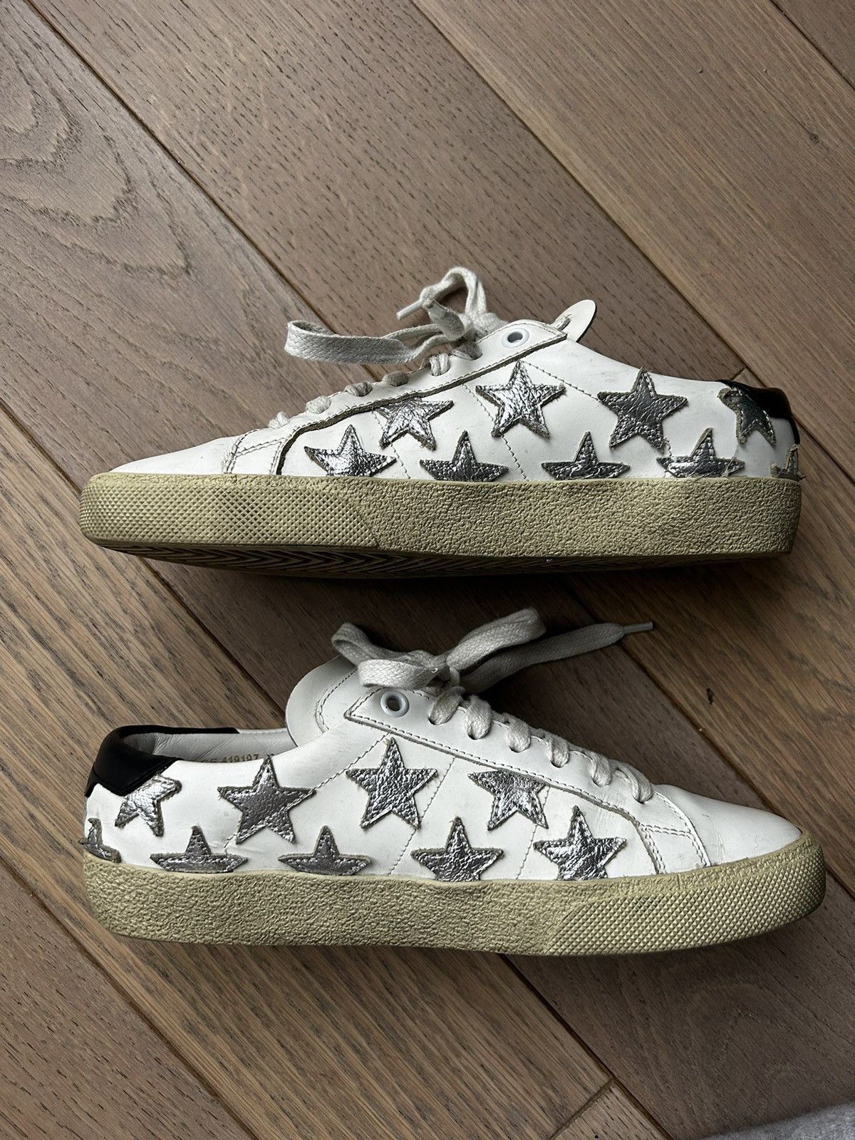 【関税負担】YSL 16SS SILVER/BLACK/YELLOW STARスニーカー Saint Laurent Stars Sneakers | Grailed