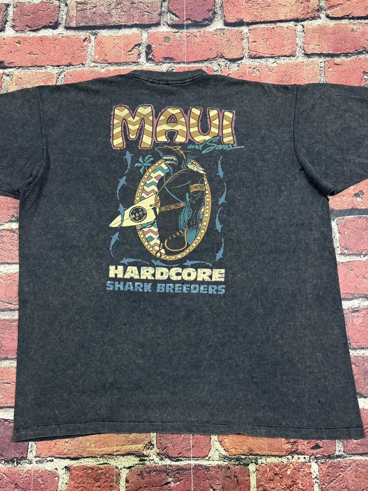 Maui and Sons Vintage Maui And Sons Hardcore Shark Tee Single Stitch Surf Size US XXL / EU 58 / 5 - 3 Thumbnail
