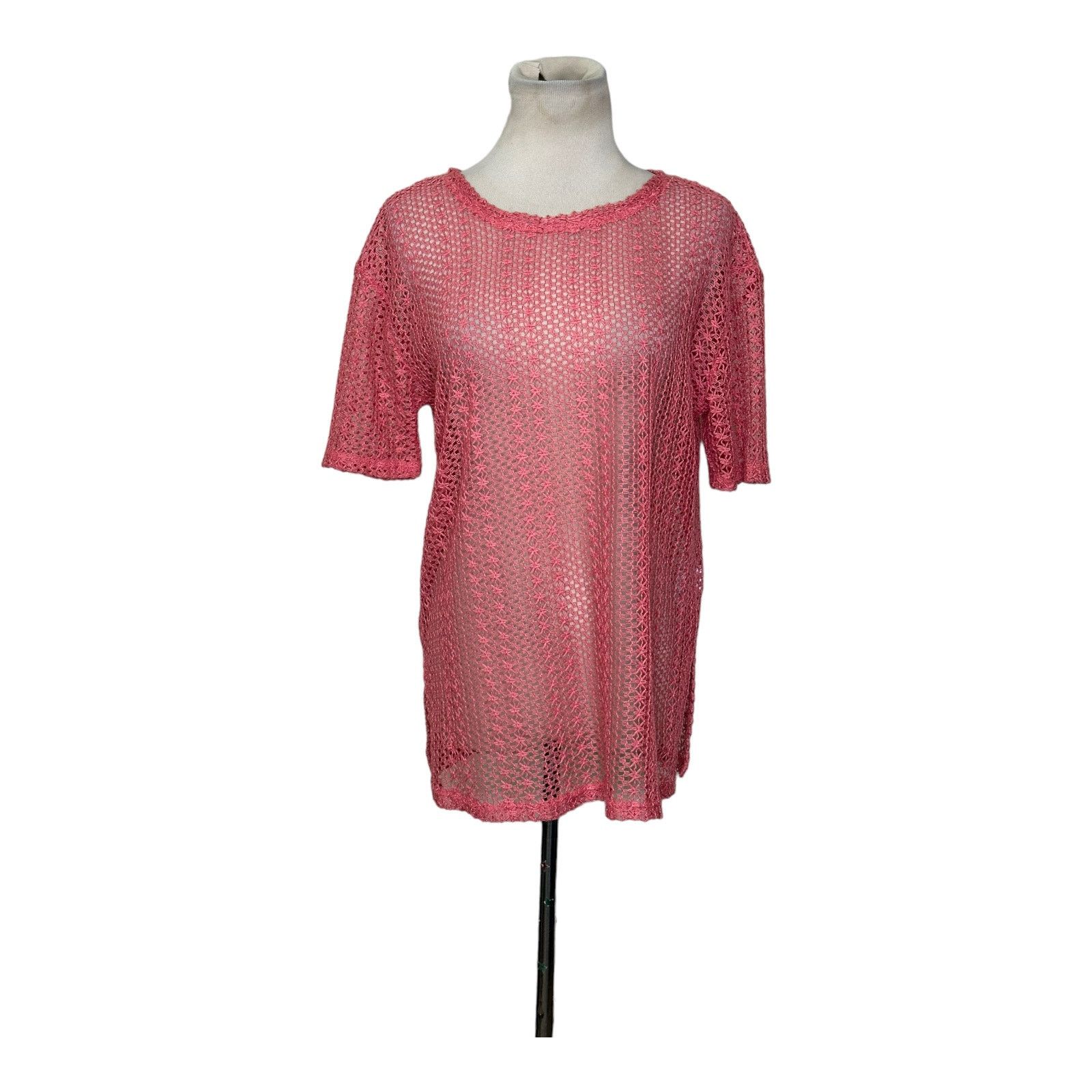 Zara Zara melon pink open crochet short sleeves top size Medium Size M / US 6-8 / IT 42-44 - 6 Thumbnail